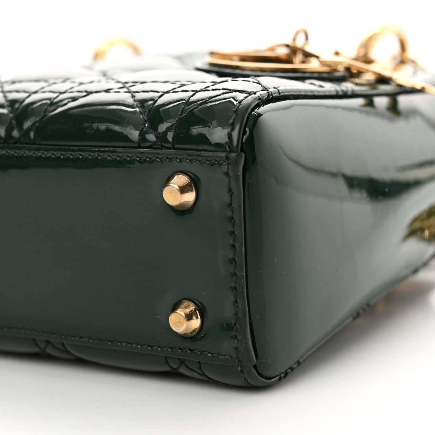 Patent Cannage Mini Lady Dior Pine Green