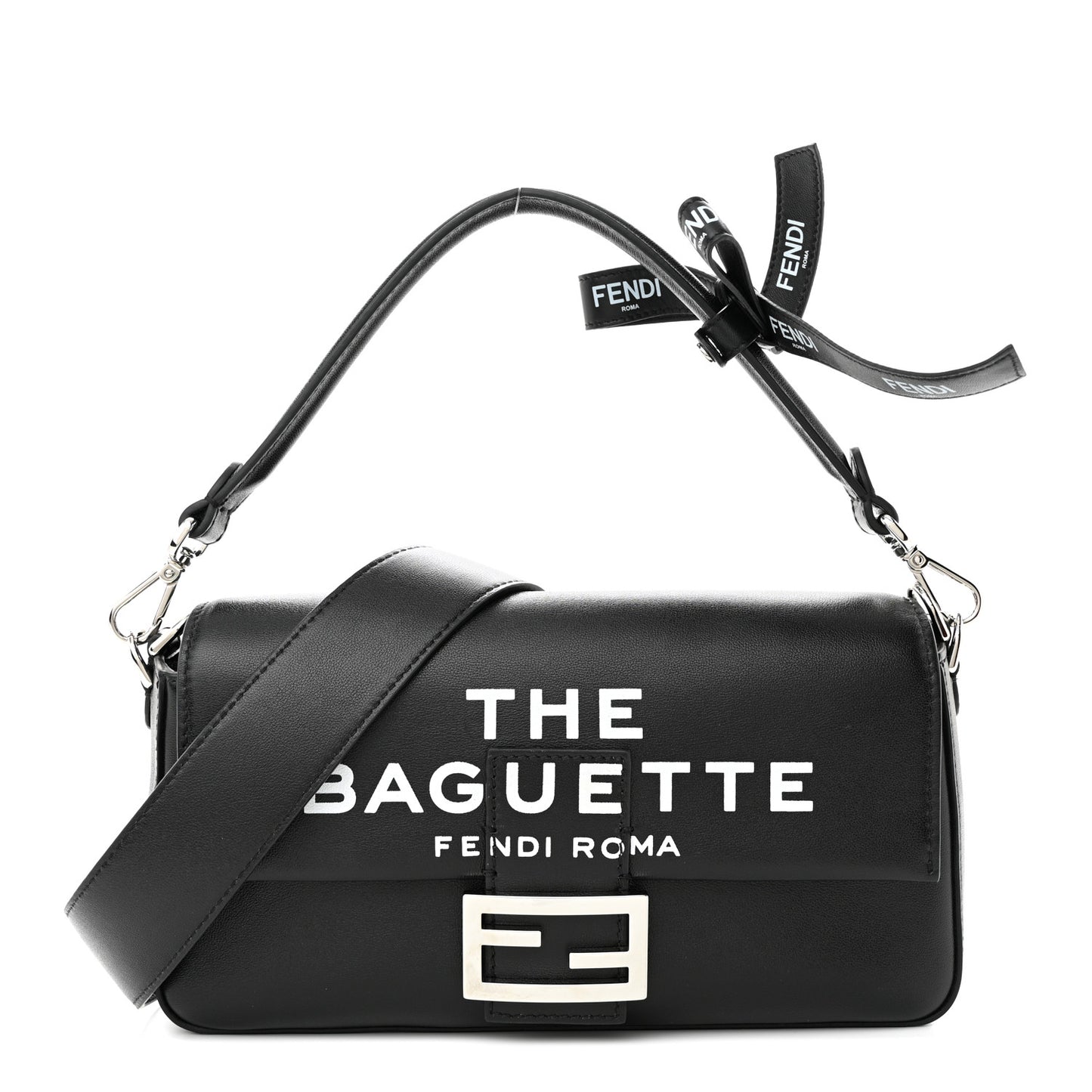 X MARC JACOBS Nappa Logo Medium Baguette Black
