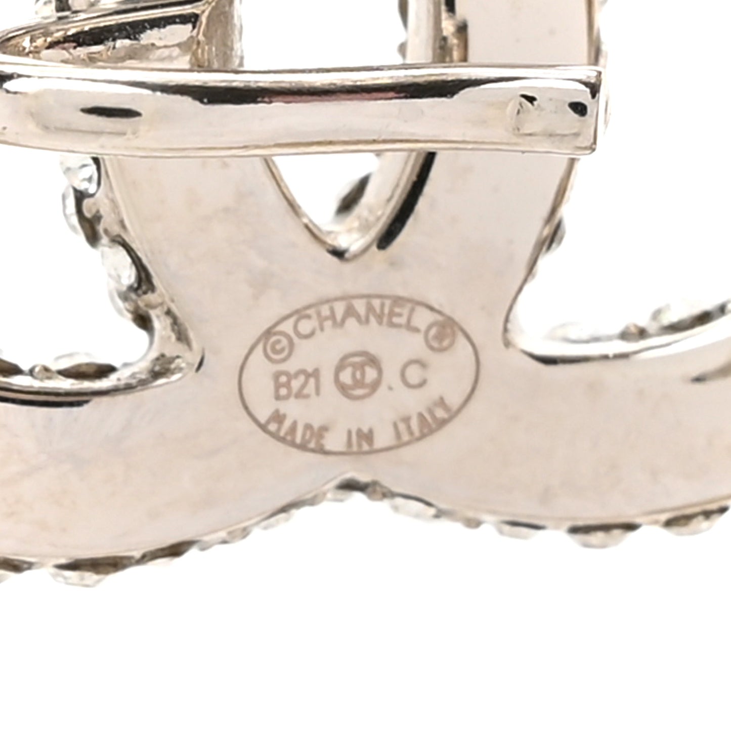 Chain Link Crystal CC Dog Tag Charm Necklace Gold