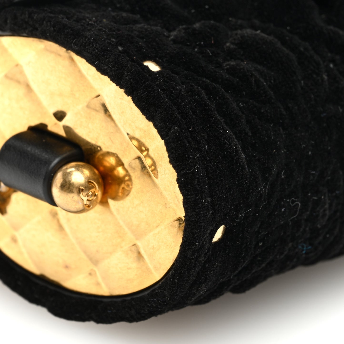 Velvet Camellia Embossed Jewel Belt Card Holder With Chain Black