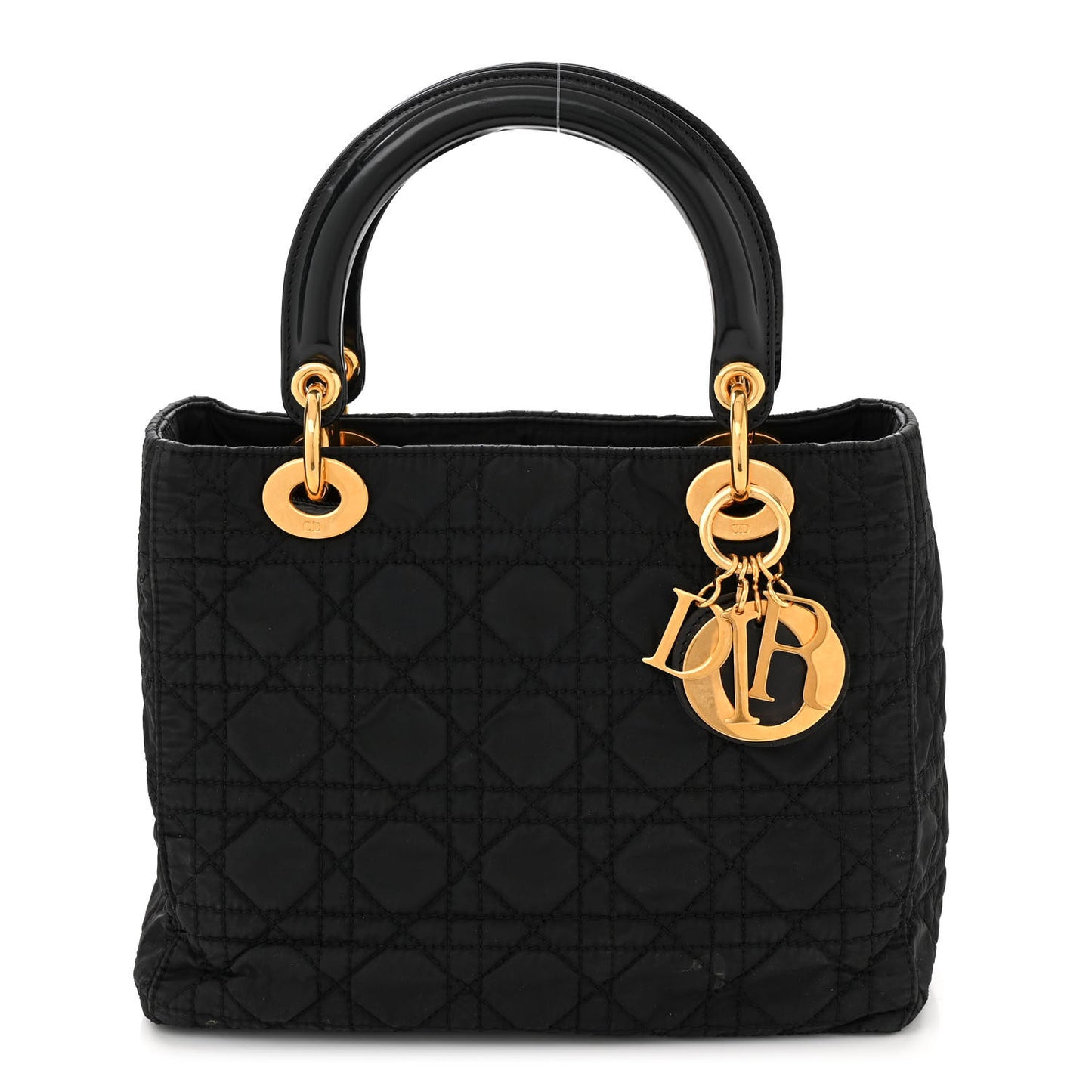 Nylon Cannage Medium Lady Dior Black