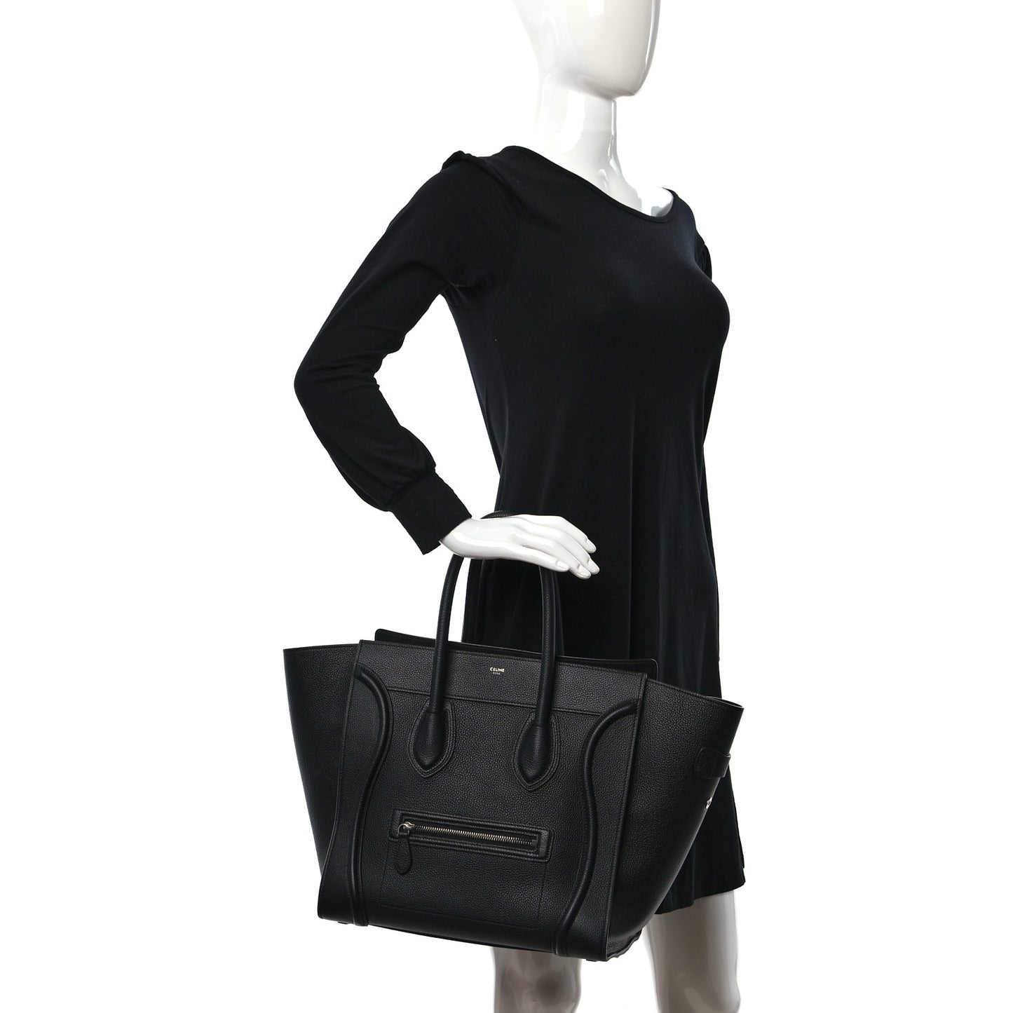 Drummed Calfskin Mini Luggage Black