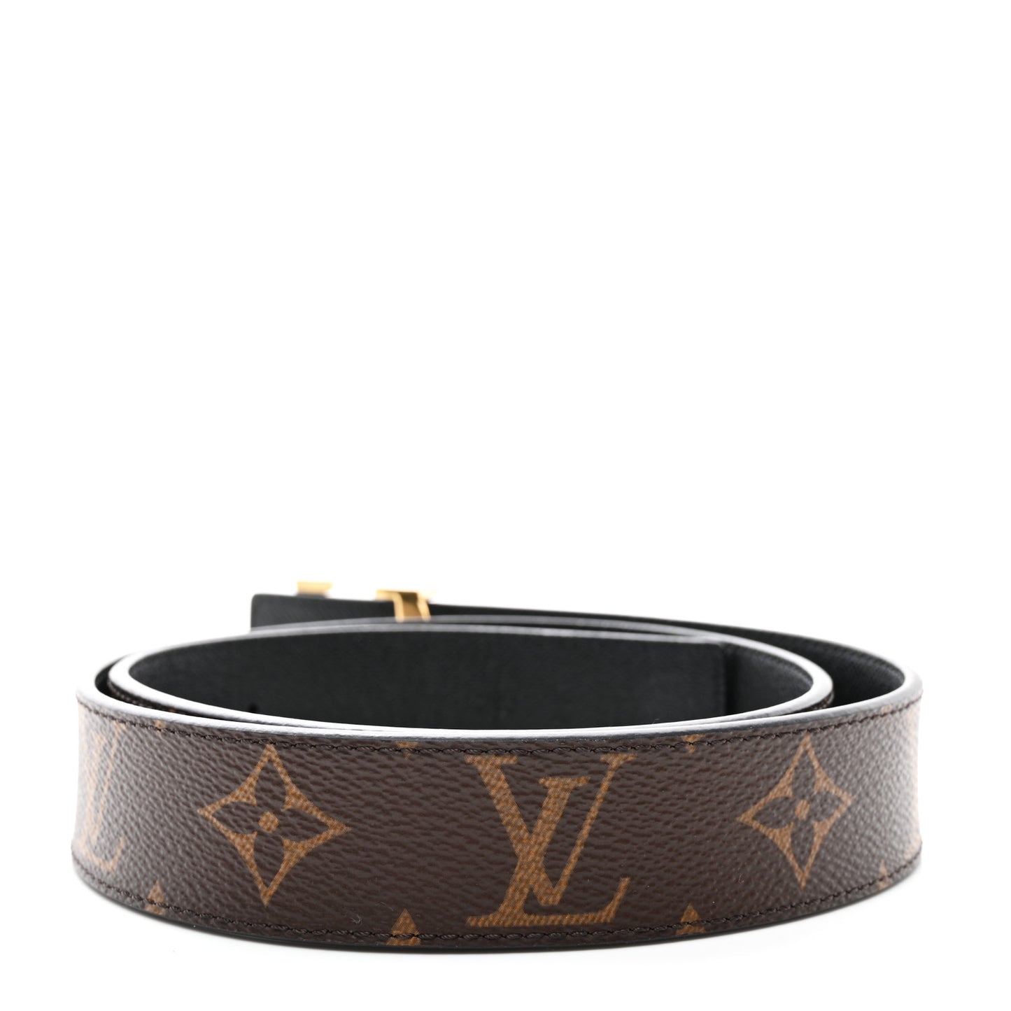 Calfskin Monogram 30mm LV Initiales Reversible Belt 75 30 Black