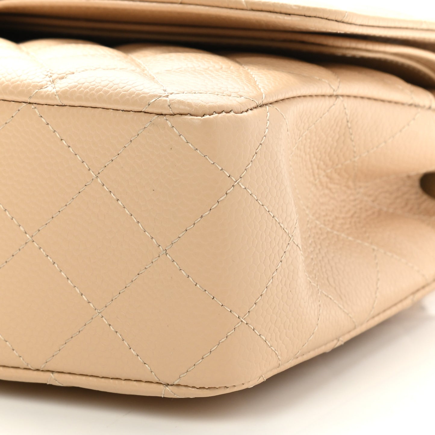 Caviar Quilted Medium Double Flap Beige Clair
