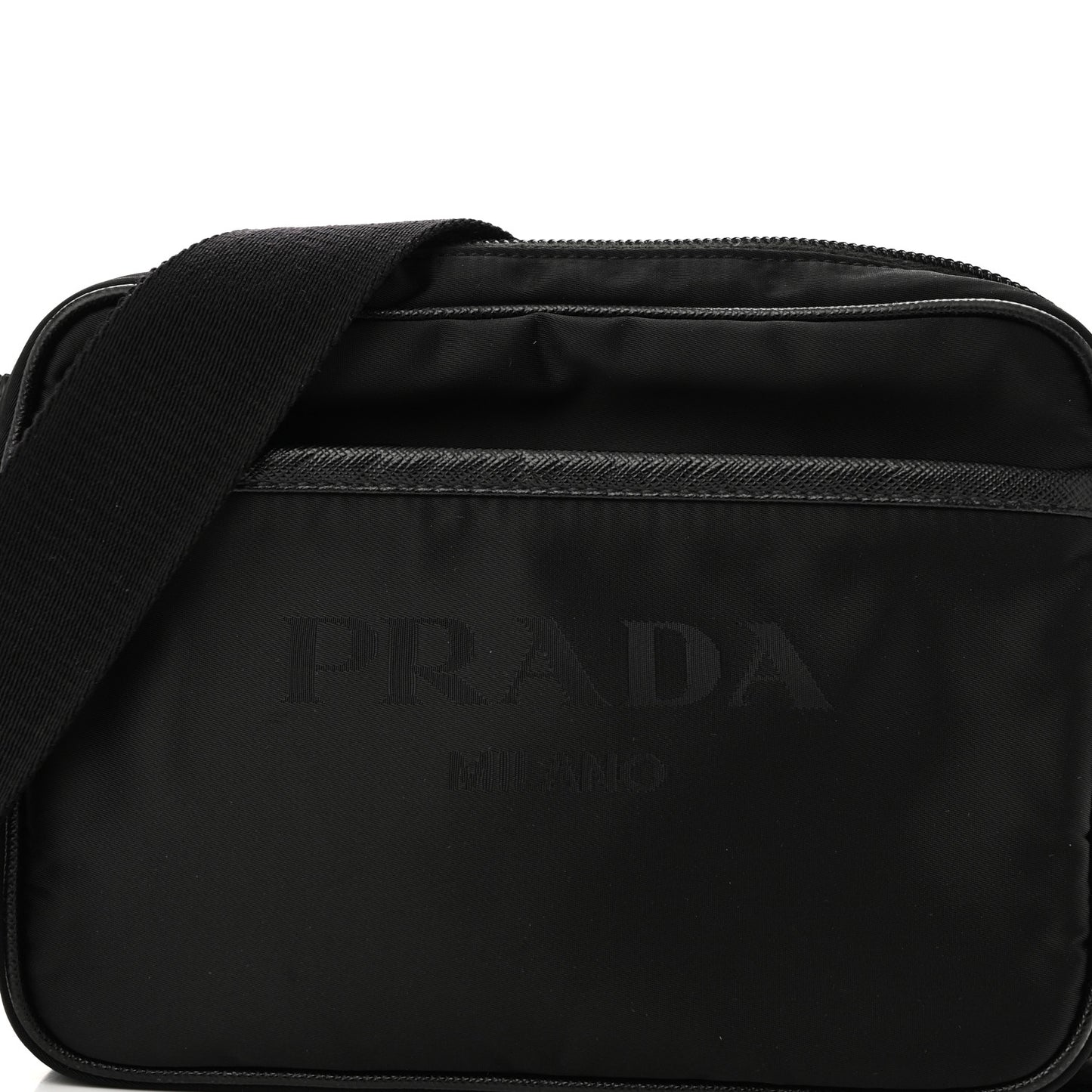 Tessuto Nylon Saffiano Logo Camera Bag Black