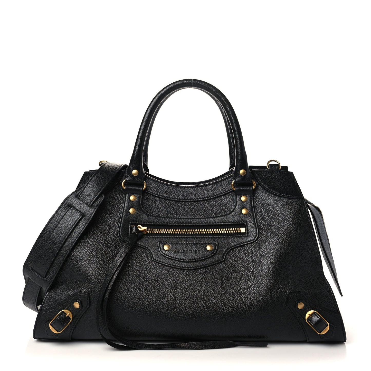 Grained Calfskin Neo Classic Gold Hardware Medium City Black