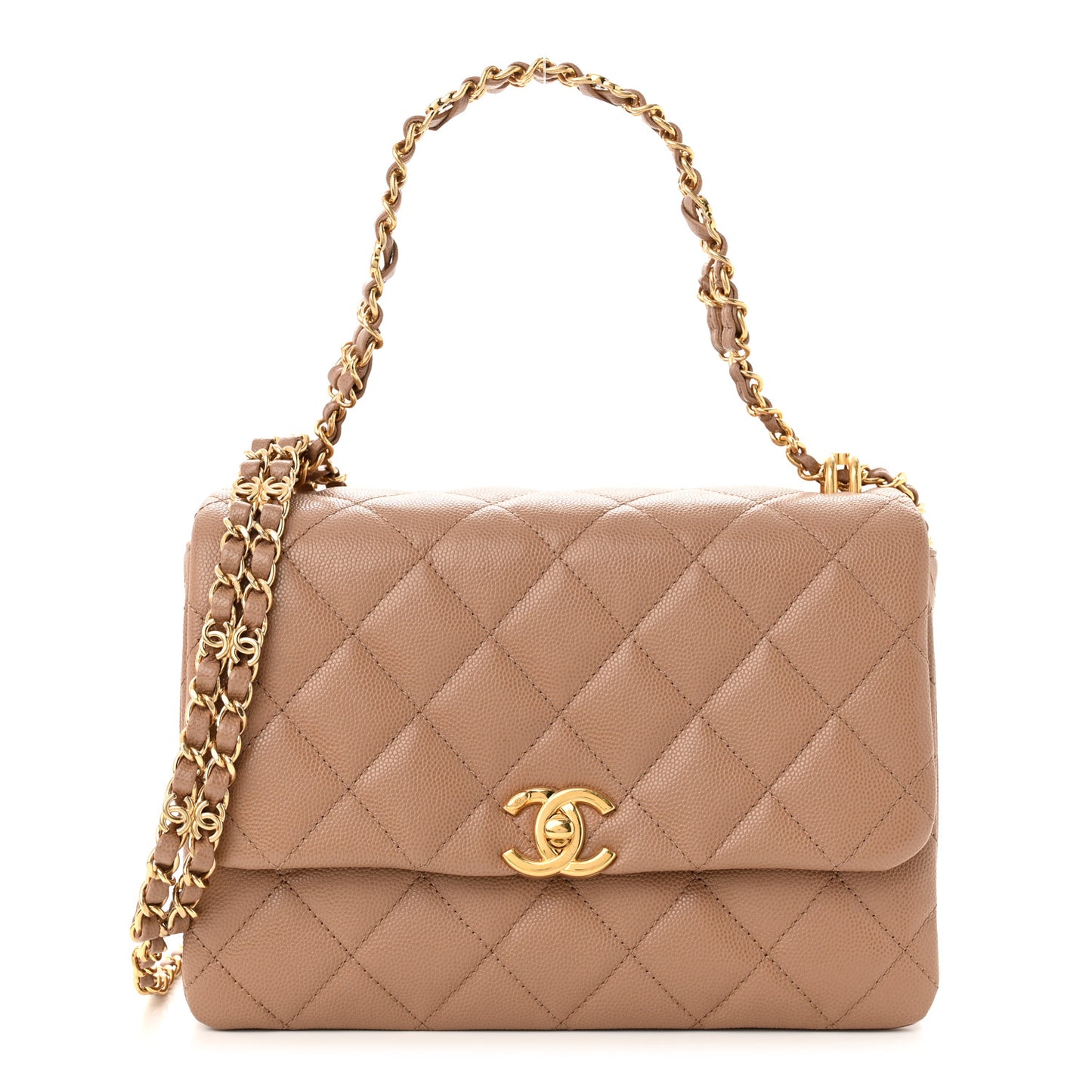 Caviar Quilted Coco First Flap Beige