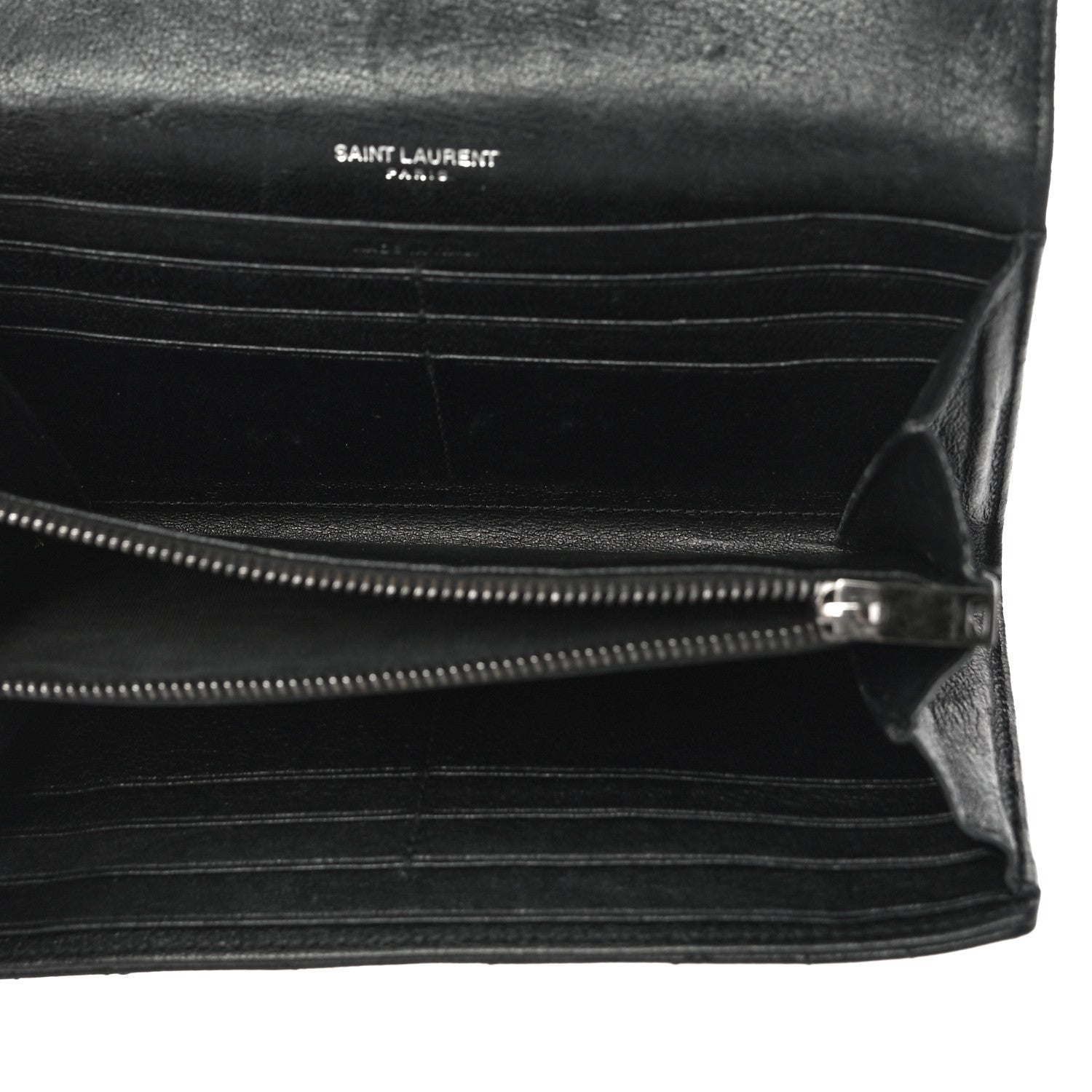 Saint Laurent Lambskin Mixed Matelasse Quilted Large Monogram Envelope Wallet Black 5 of 16