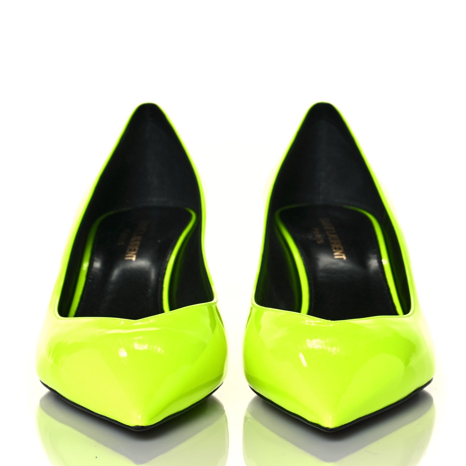 Saint Laurent Patent Calfskin Kiki 55 Pumps 40 Neon Yellow 2 of 9