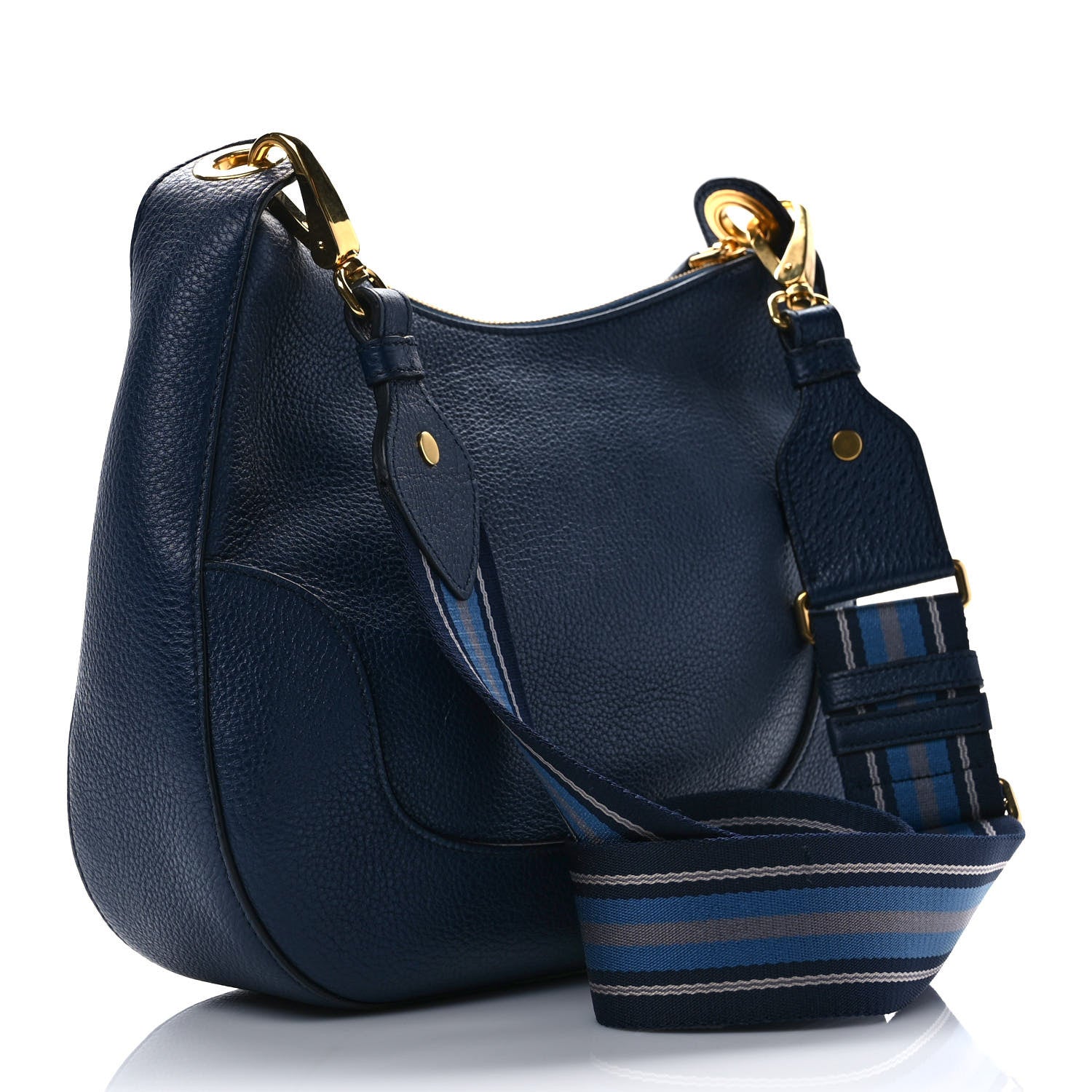 Prada Vitello Phenix Zippered Messenger Hobo Baltico 3 of 9