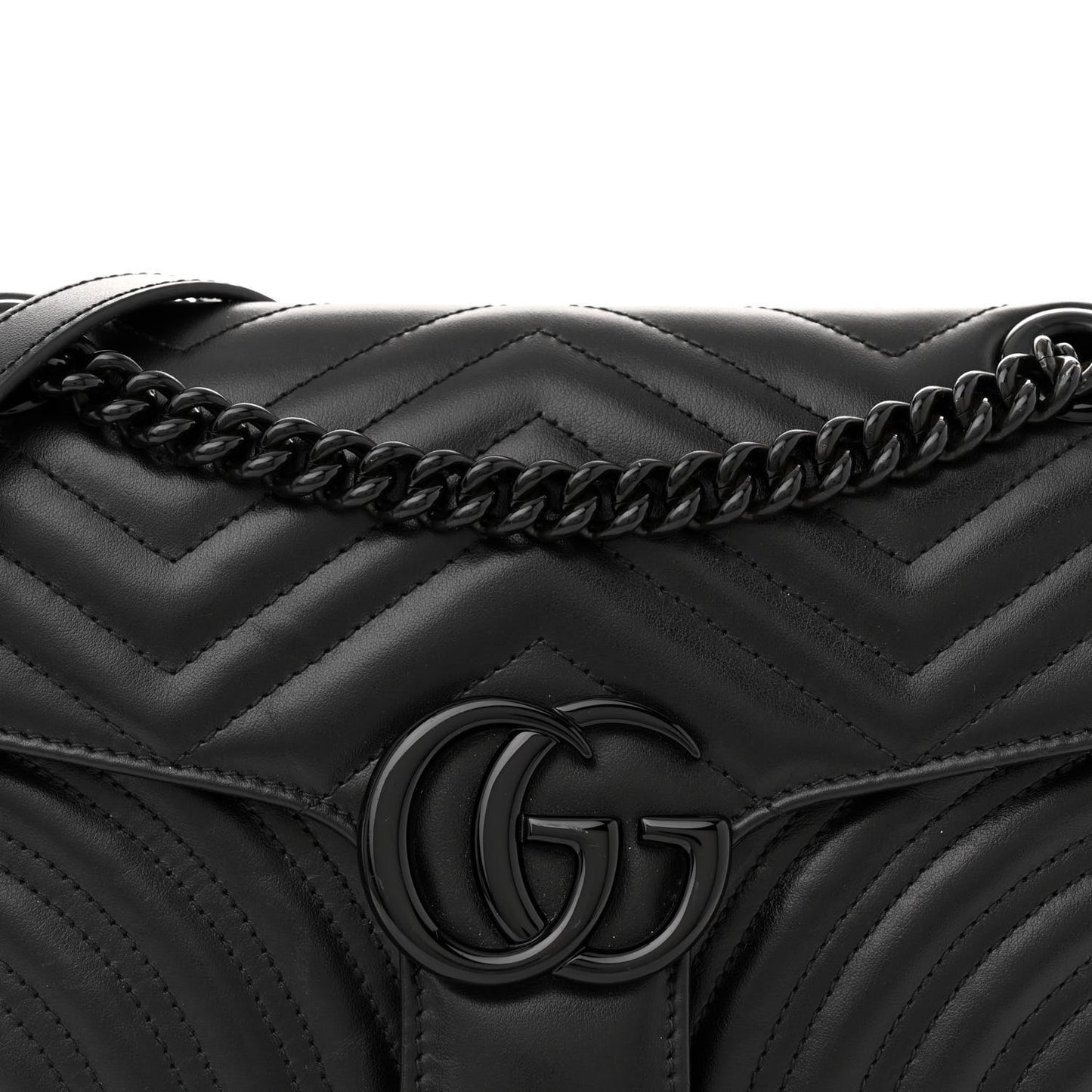 Calfskin Matelasse Monochrome Small GG Marmont Shoulder Bag Black