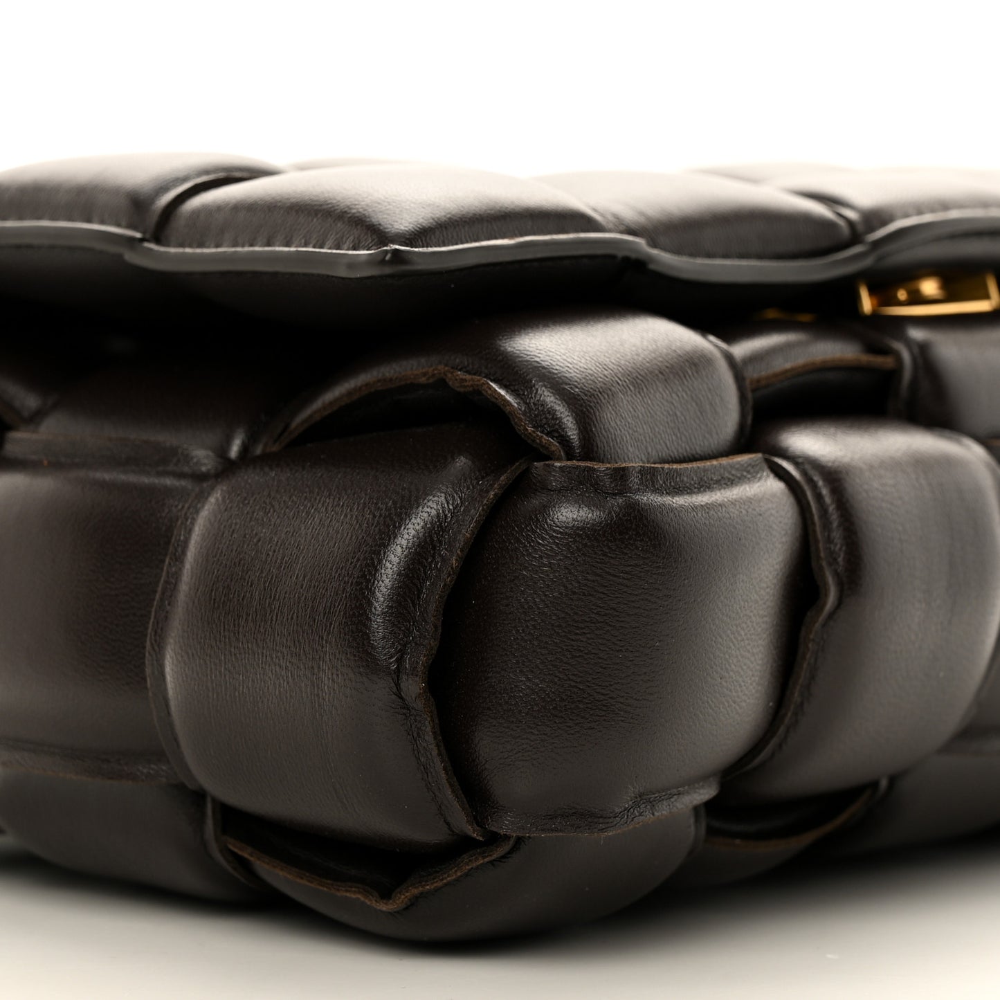 Nappa Maxi Intreccio Padded Cassette Crossbody Bag Fondente