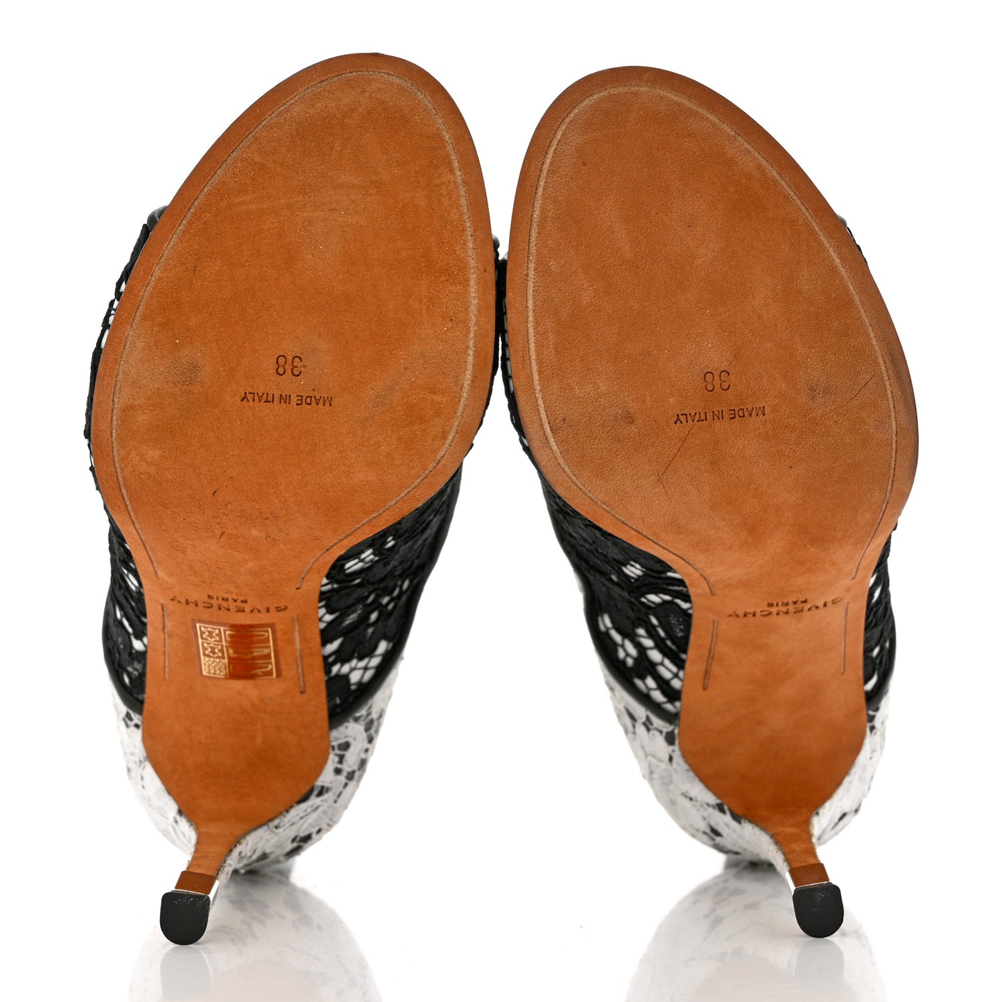 Calfskin Lace Peep Toe Ankle Booties 38 White Black