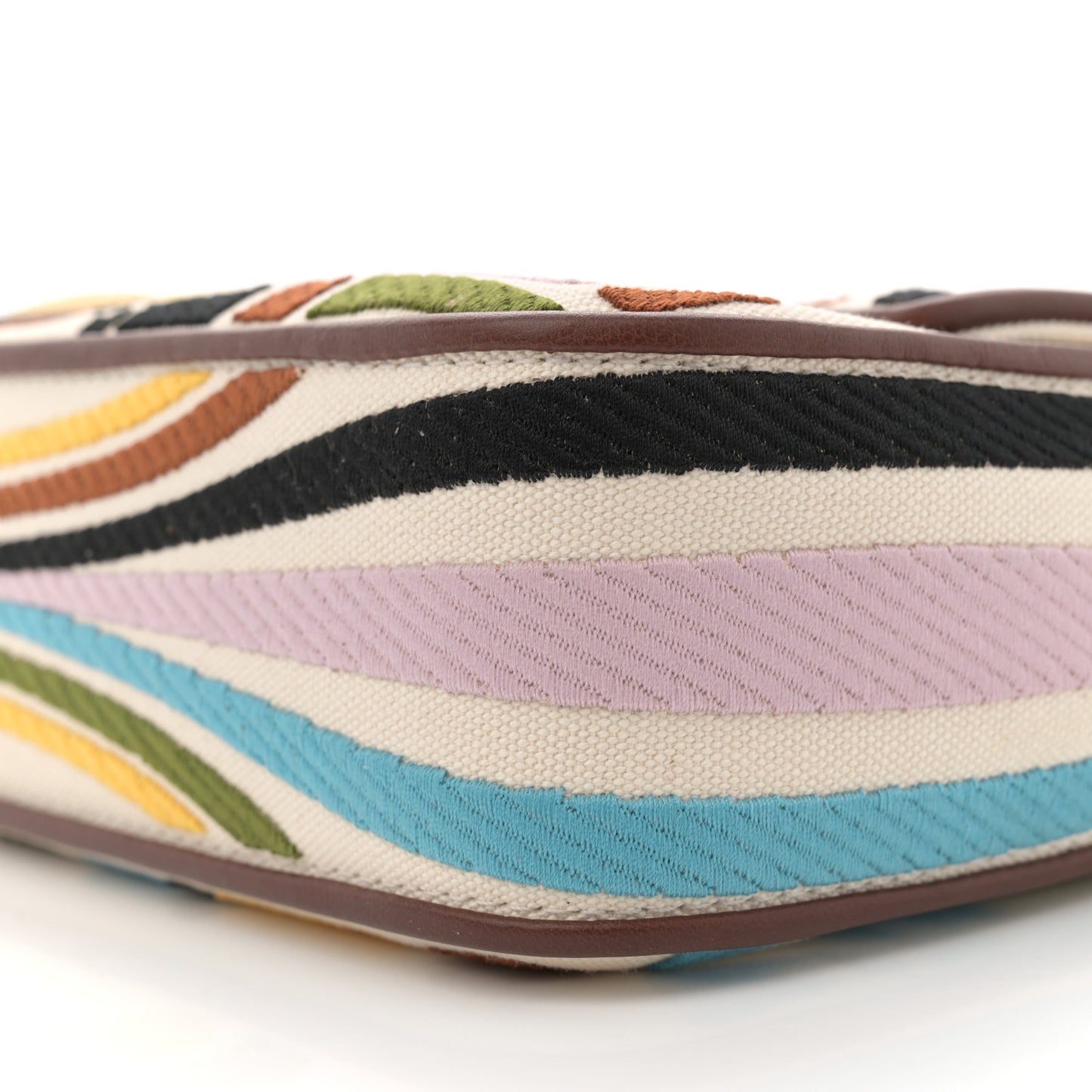 X SARA COLEMAN Canvas Vitello King Seta FF Fish Eye Embroidered Baguette Grezzo Multicolor Ghianda