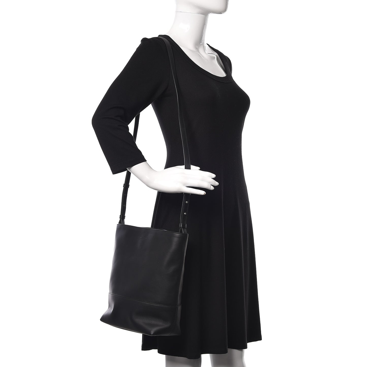Smooth Matte Calfskin Bucket Bag Black