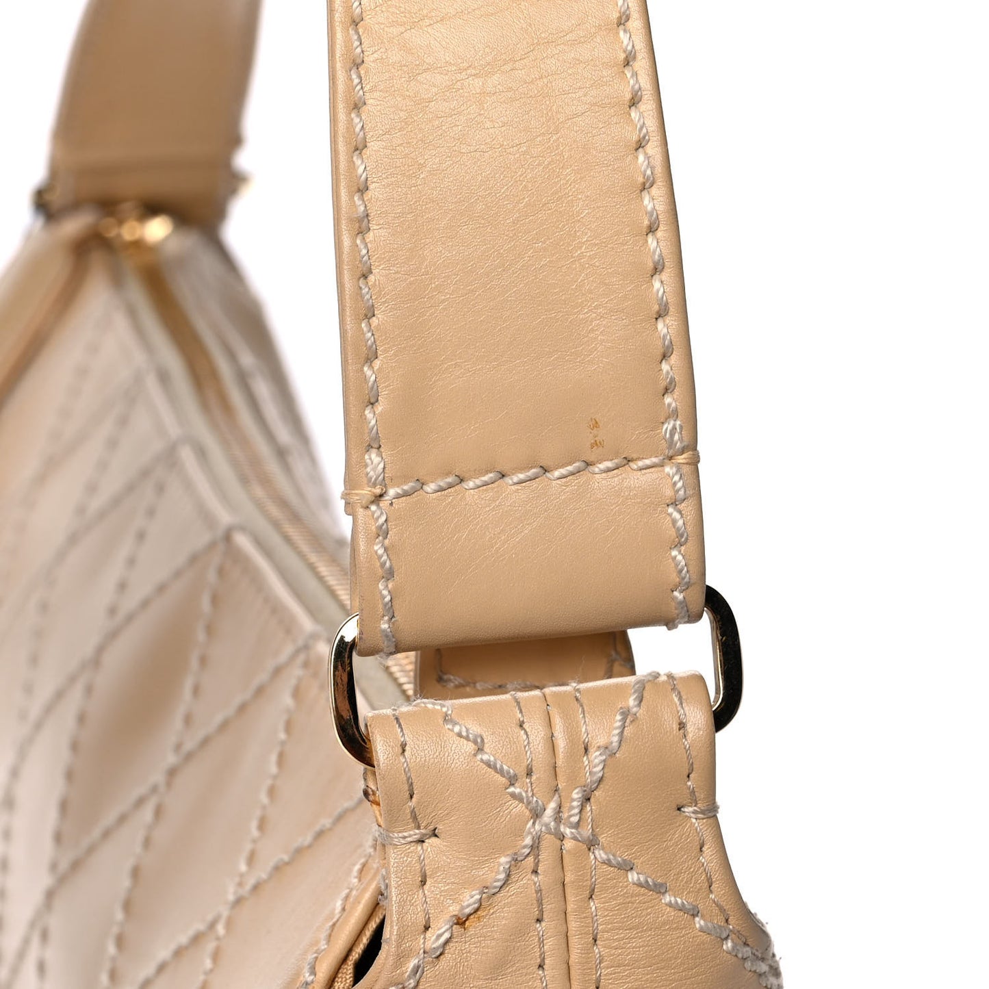 Calfskin Stitched Shoulder Bag Beige