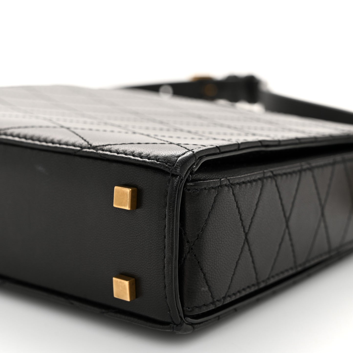 Lambskin Quilted Mini Square Crossbody Black