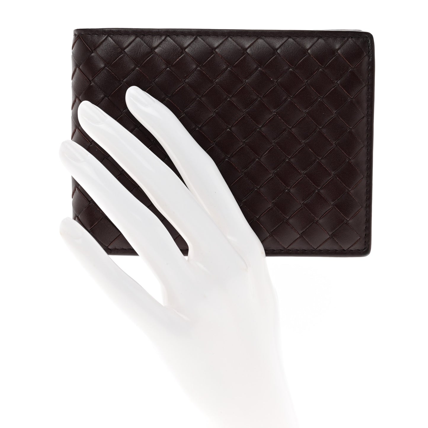 Nappa Intrecciato Bi-Fold Wallet Dark Barolo