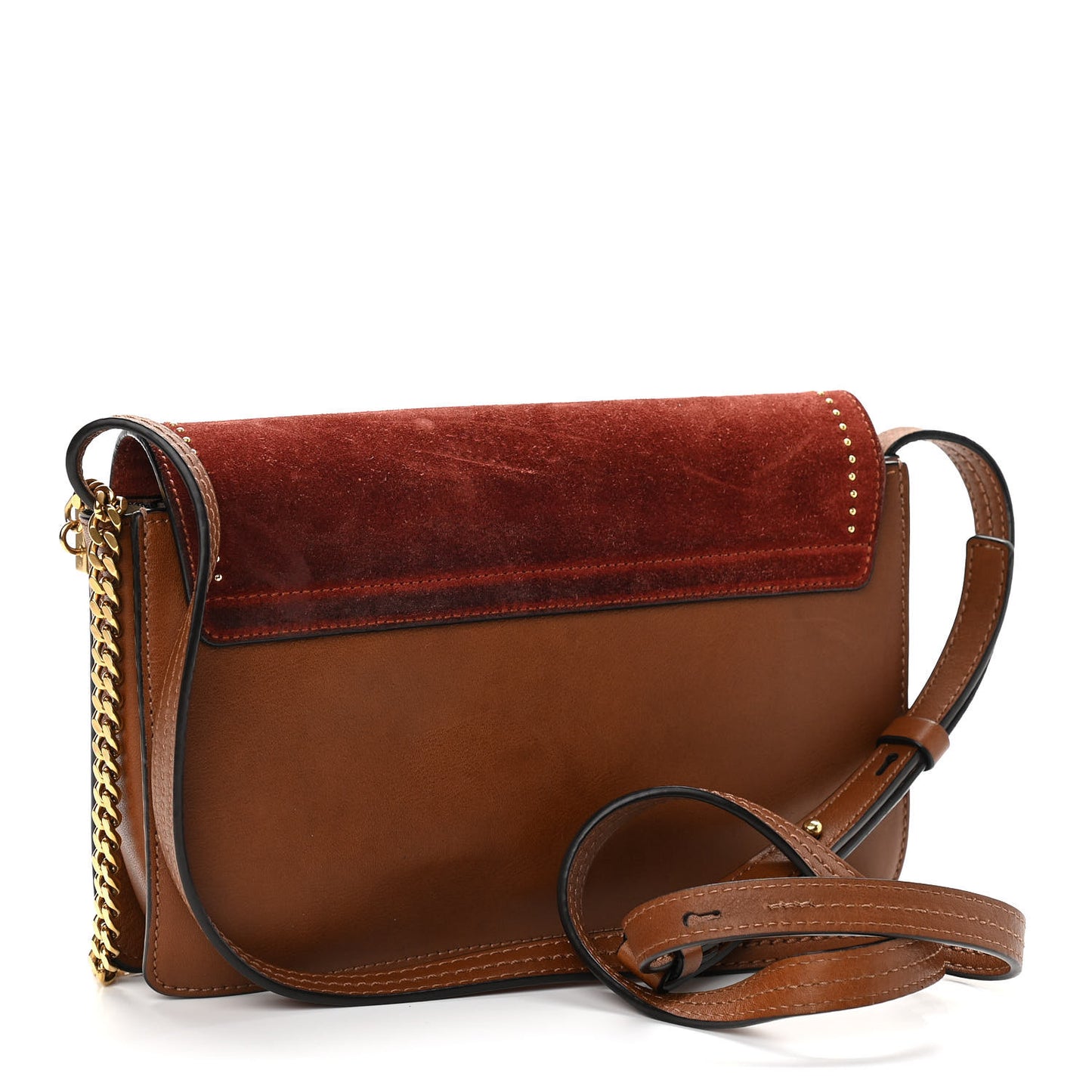 Suede Calfskin Studded Small Faye Shoulder Bag Brown
