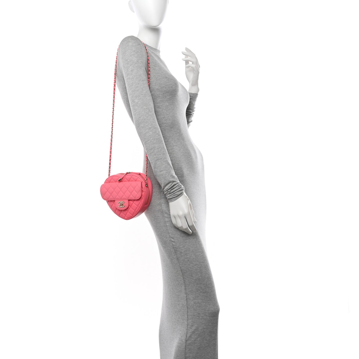 Lambskin Quilted CC In Love Heart Bag Pink