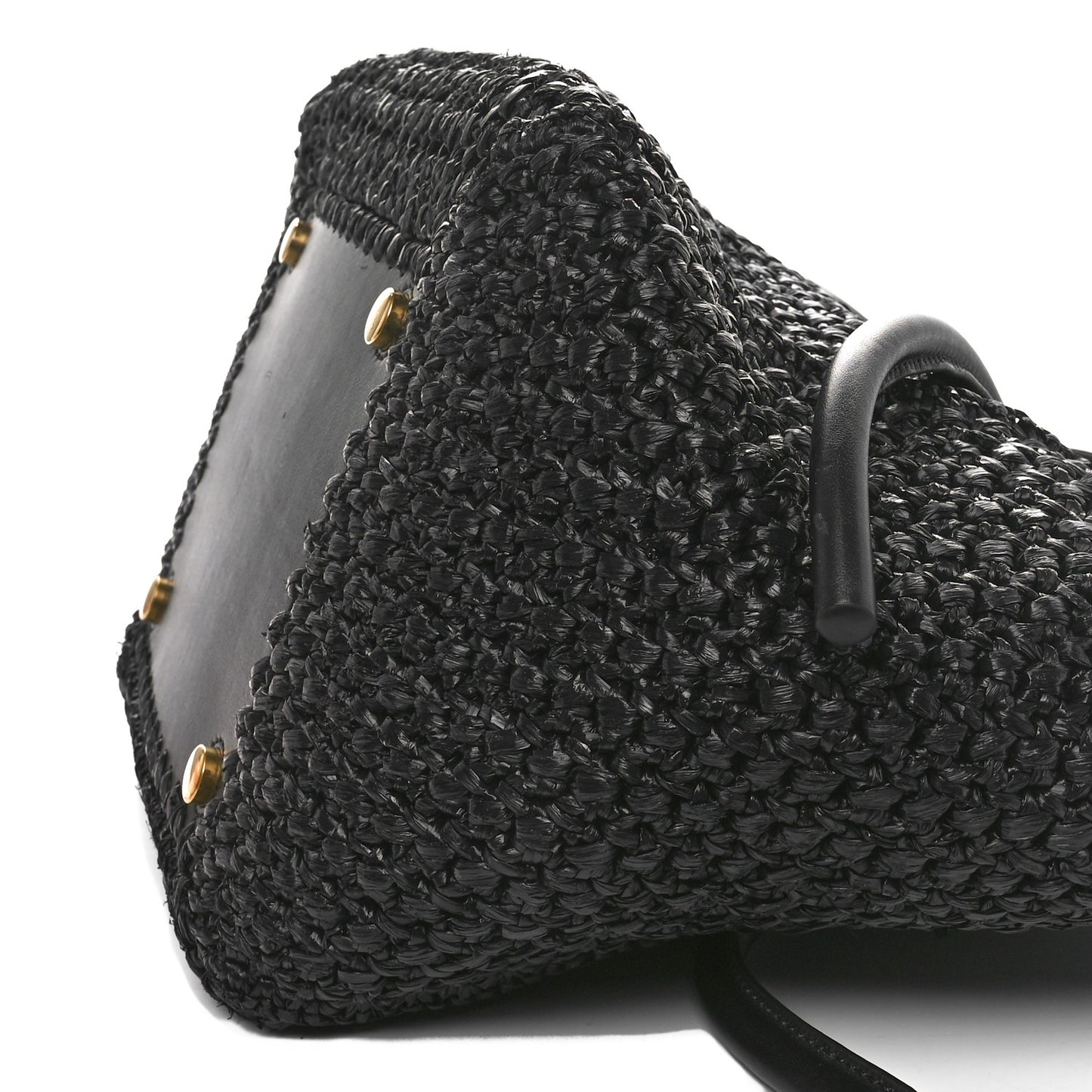 Raffia Calfskin Pipe Bag Black