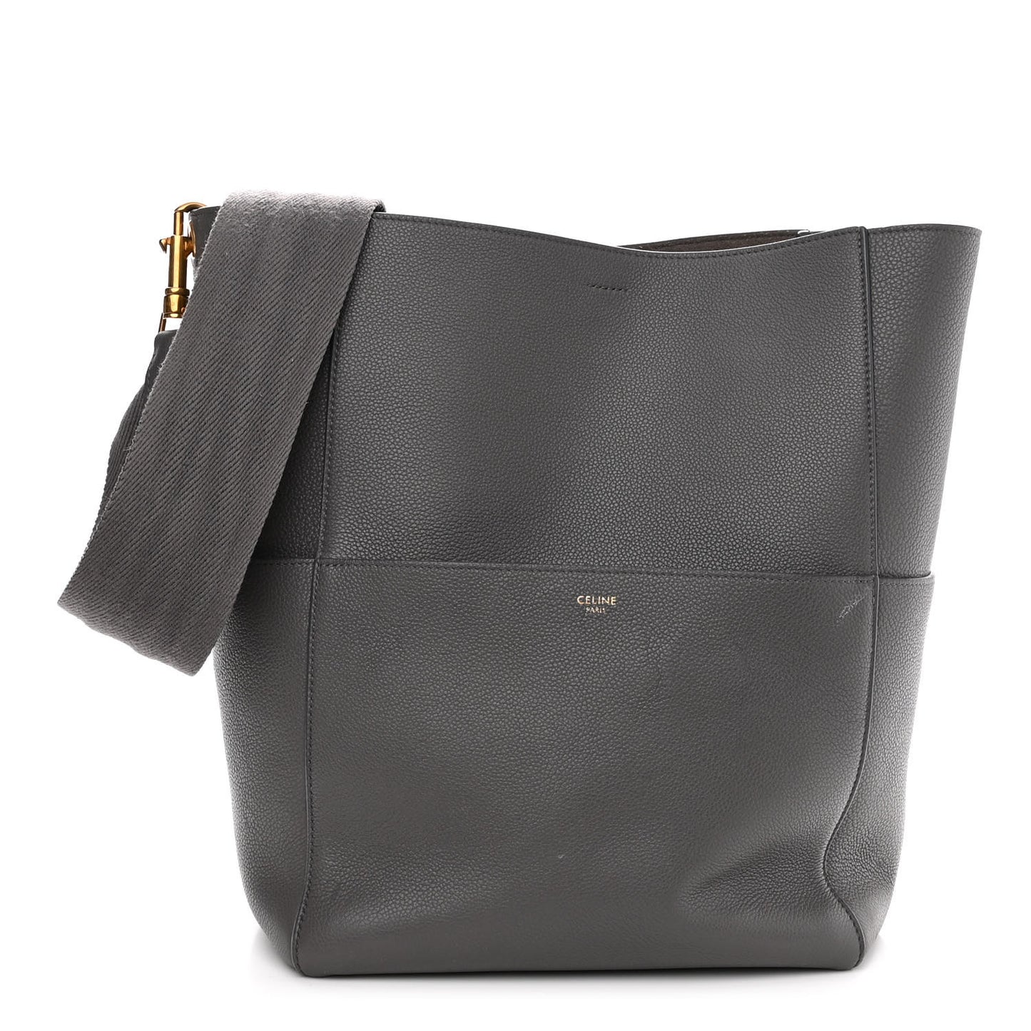 Soft Grained Calfskin Sangle Bucket Bag Kohl