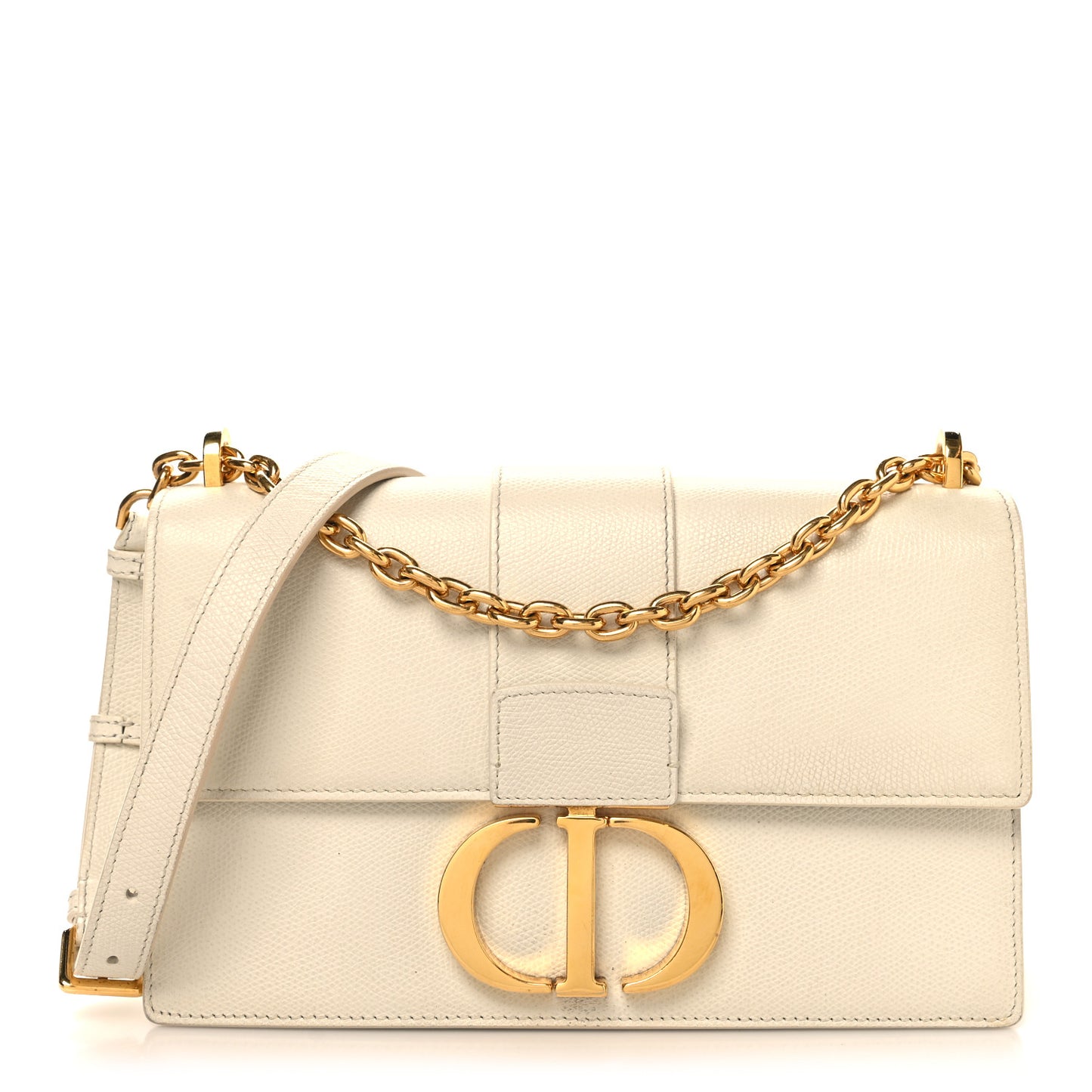 Grained Calfskin 30 Montaigne East West Chain Flap Bag Off White