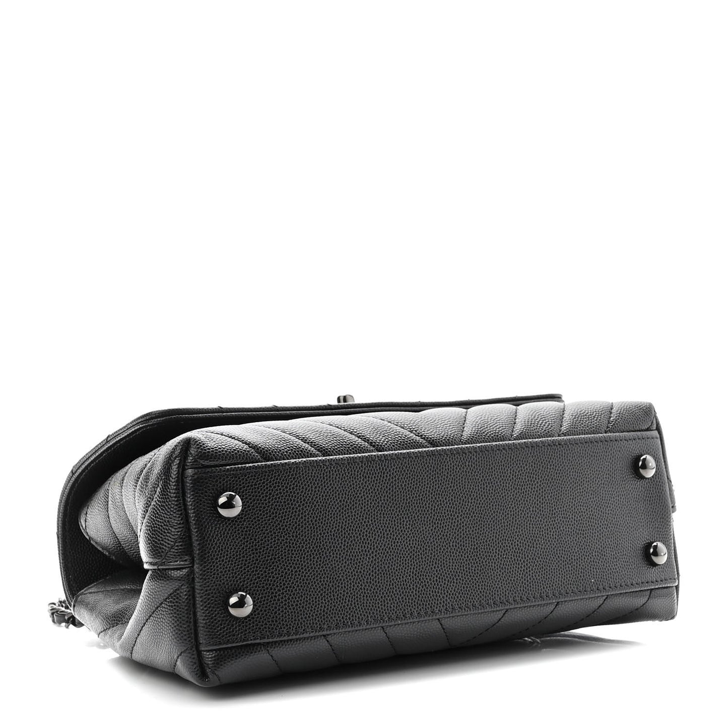 Caviar Chevron Quilted Mini Coco Handle Flap So Black