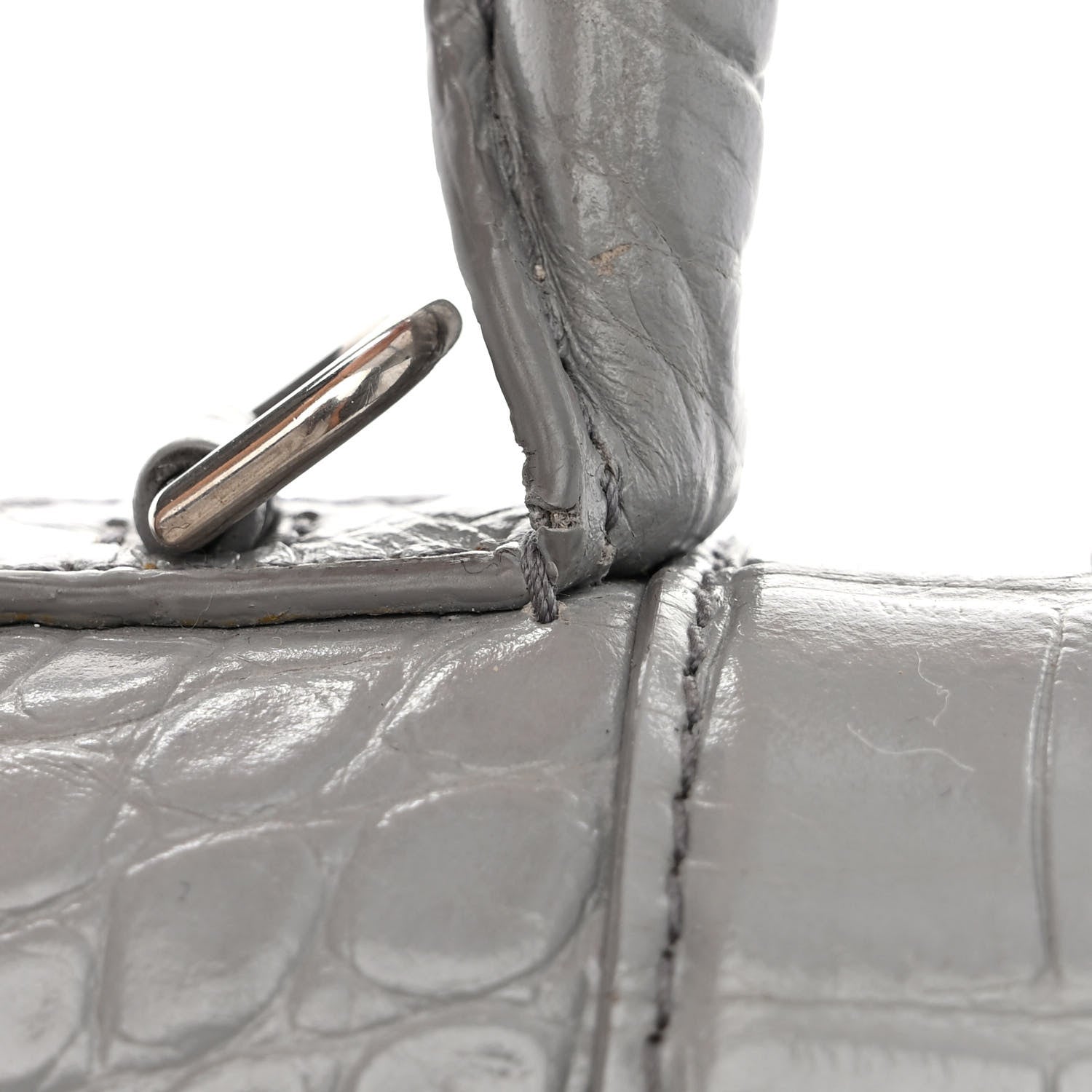 Balenciaga Shiny Calfskin Crocodile Embossed Medium Hourglass Top Handle Bag Balenciaga Grey 13 of 18