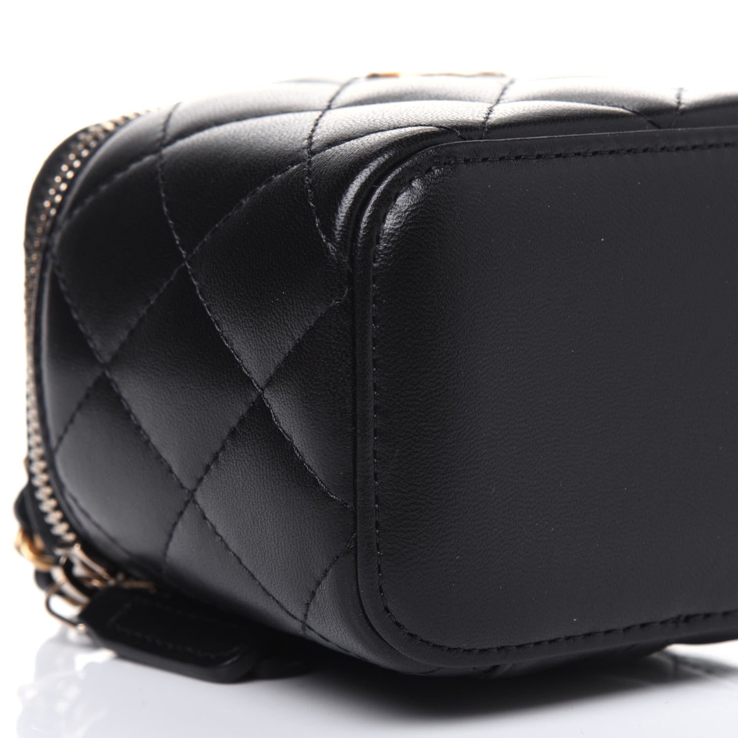Chanel Lambskin Quilted Top Handle Mini Vanity Case With Chain Black 8 of 11