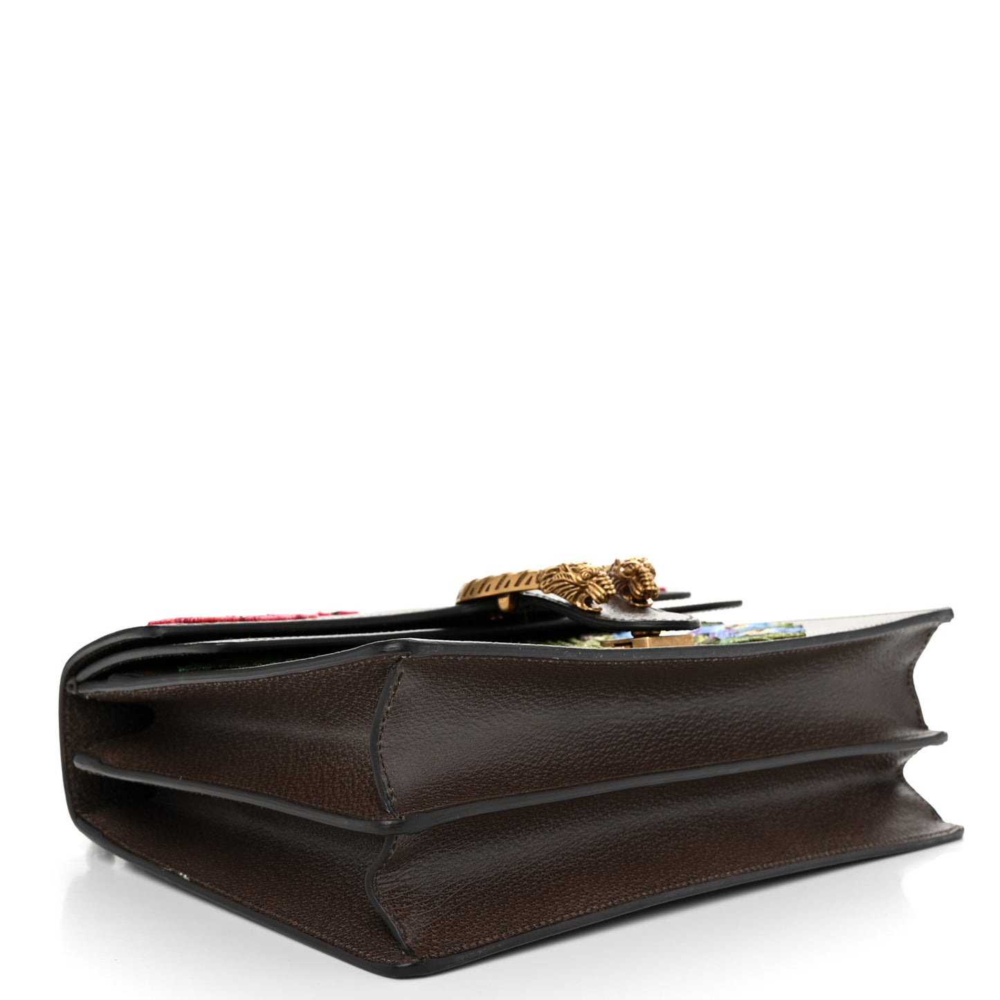 Calfskin Web Floral Embroidered Medium Dionysus Shoulder Bag New Acero