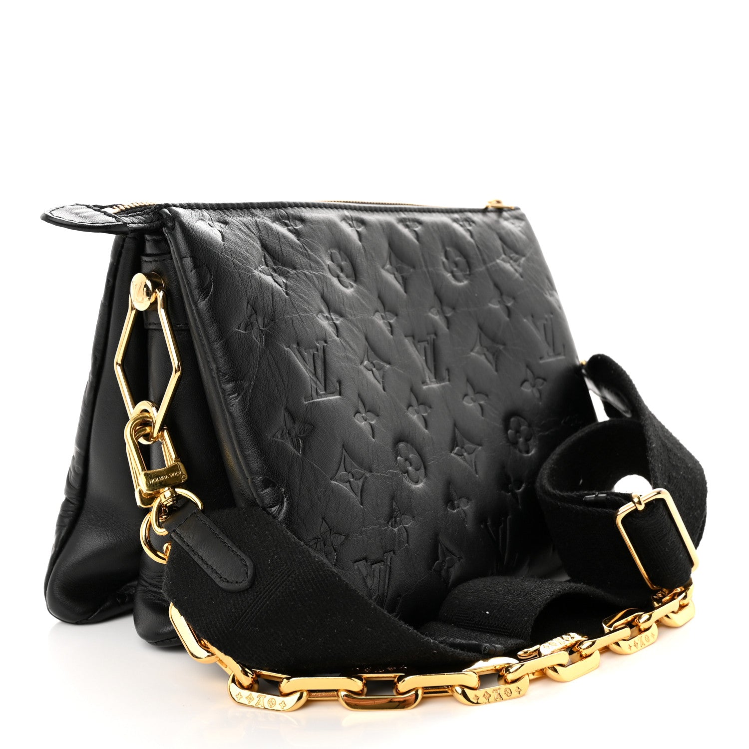 Louis Vuitton Lambskin Embossed Monogram Coussin PM Black 3 of 13