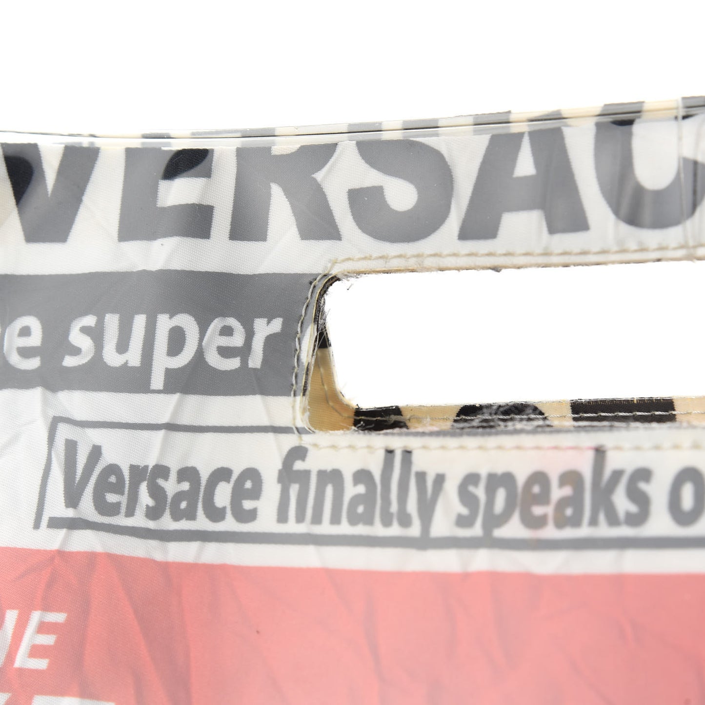 PVC Tabloid Print Shopping Bag White Multicolor