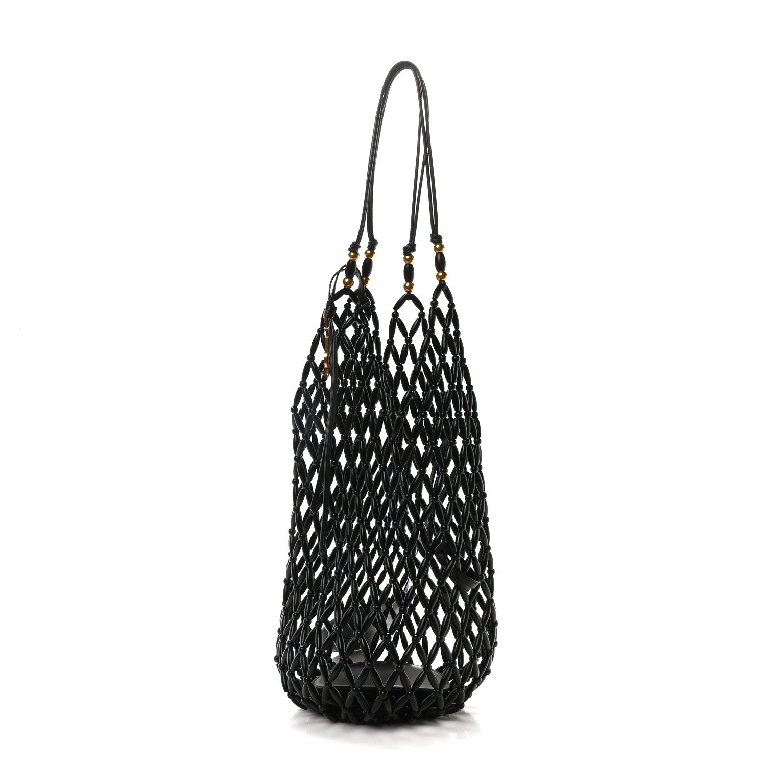 Saint Laurent Wood Beaded Hobo Bag Black 1 of 9