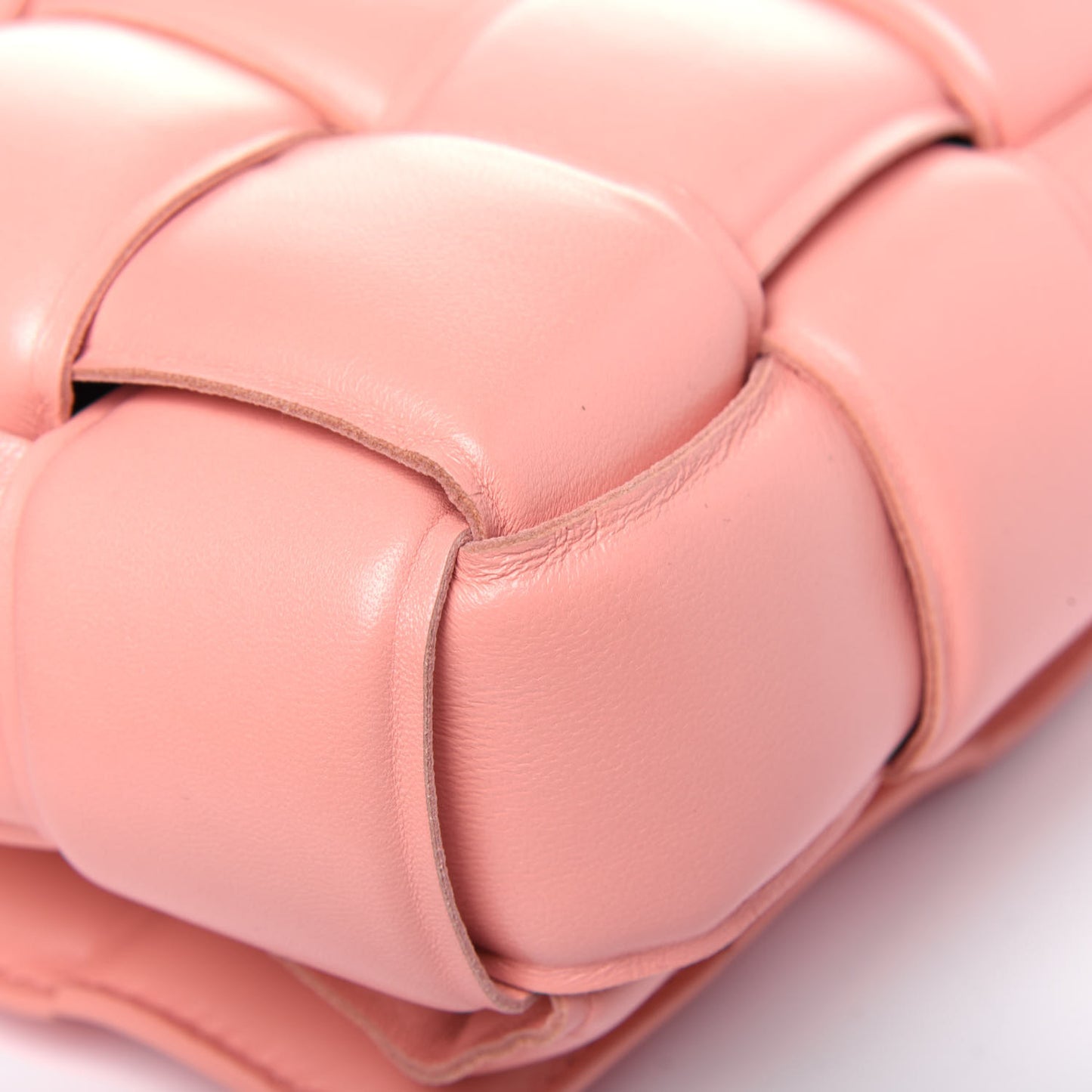 Nappa Maxi Intreccio Padded Cassette Crossbody Bag Peachy
