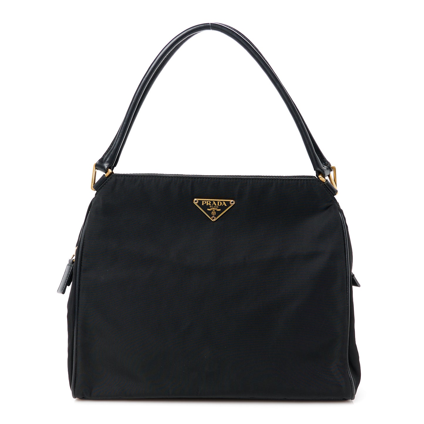 Tessuto Nylon Soft Calfskin Shoulder Bag Black