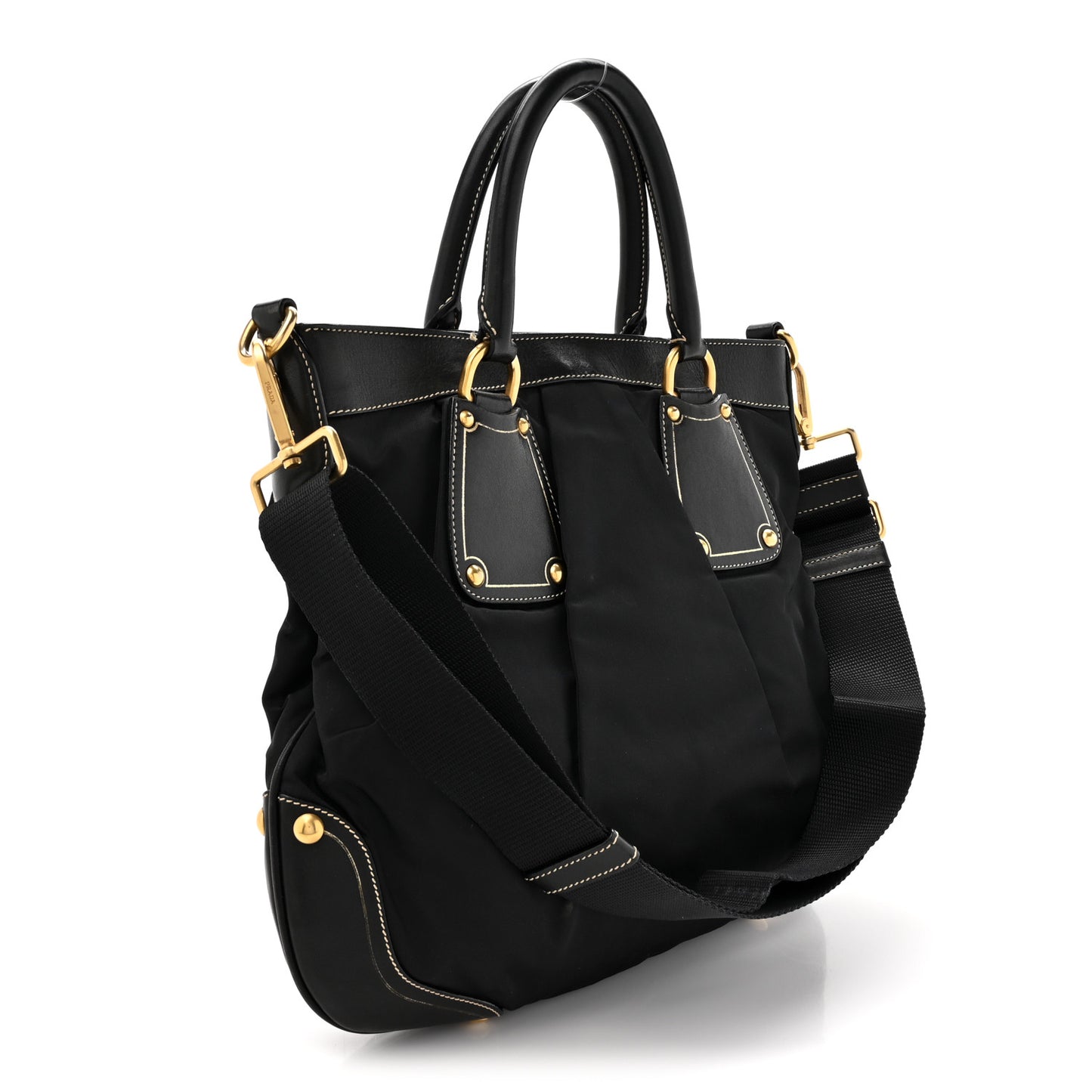 Tessuto Nylon Soft Calf Small Tote Black