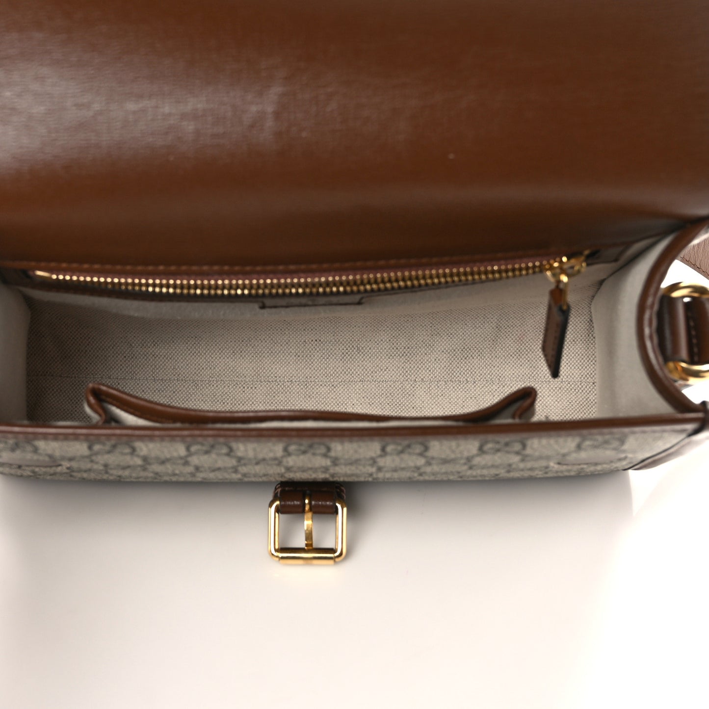 GG Supreme Monogram Azalea Calfskin Retro Interlocking G Messenger Beige Ebony Brown Sugar