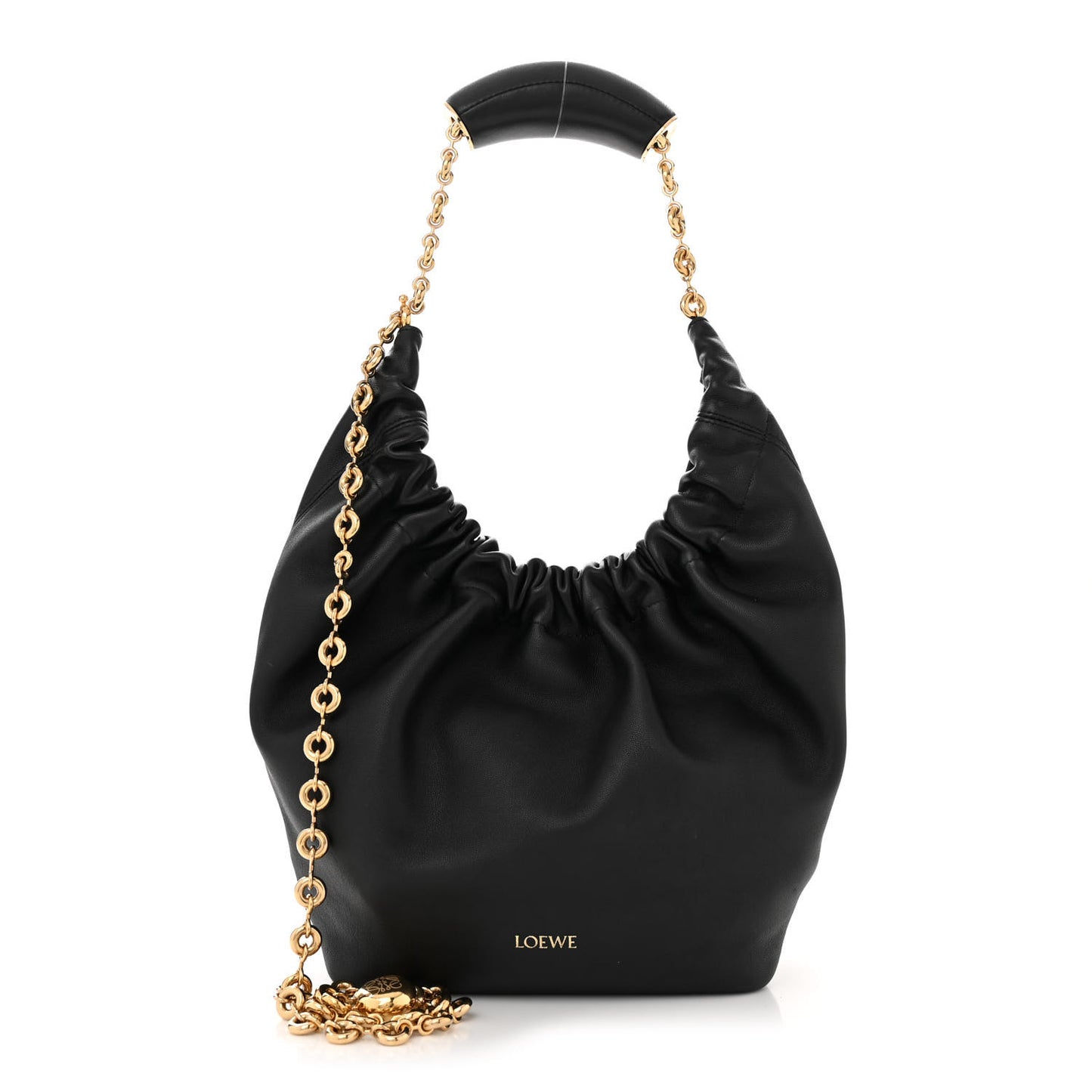 Buttery Nappa Lambskin Small Squeeze Bag Black