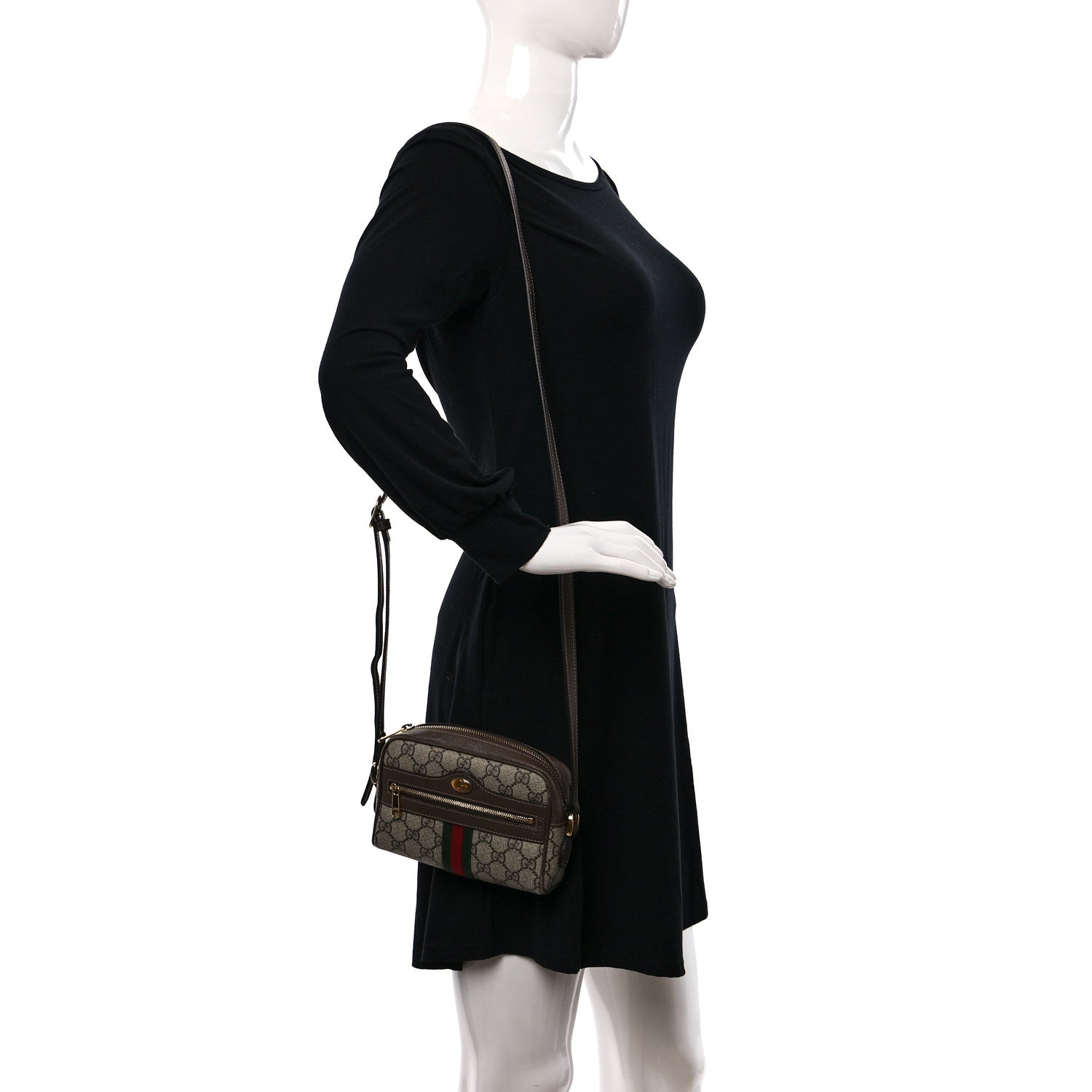 Gucci GG Supreme Monogram Web Mini Ophidia Shoulder Bag Brown 2 of 9