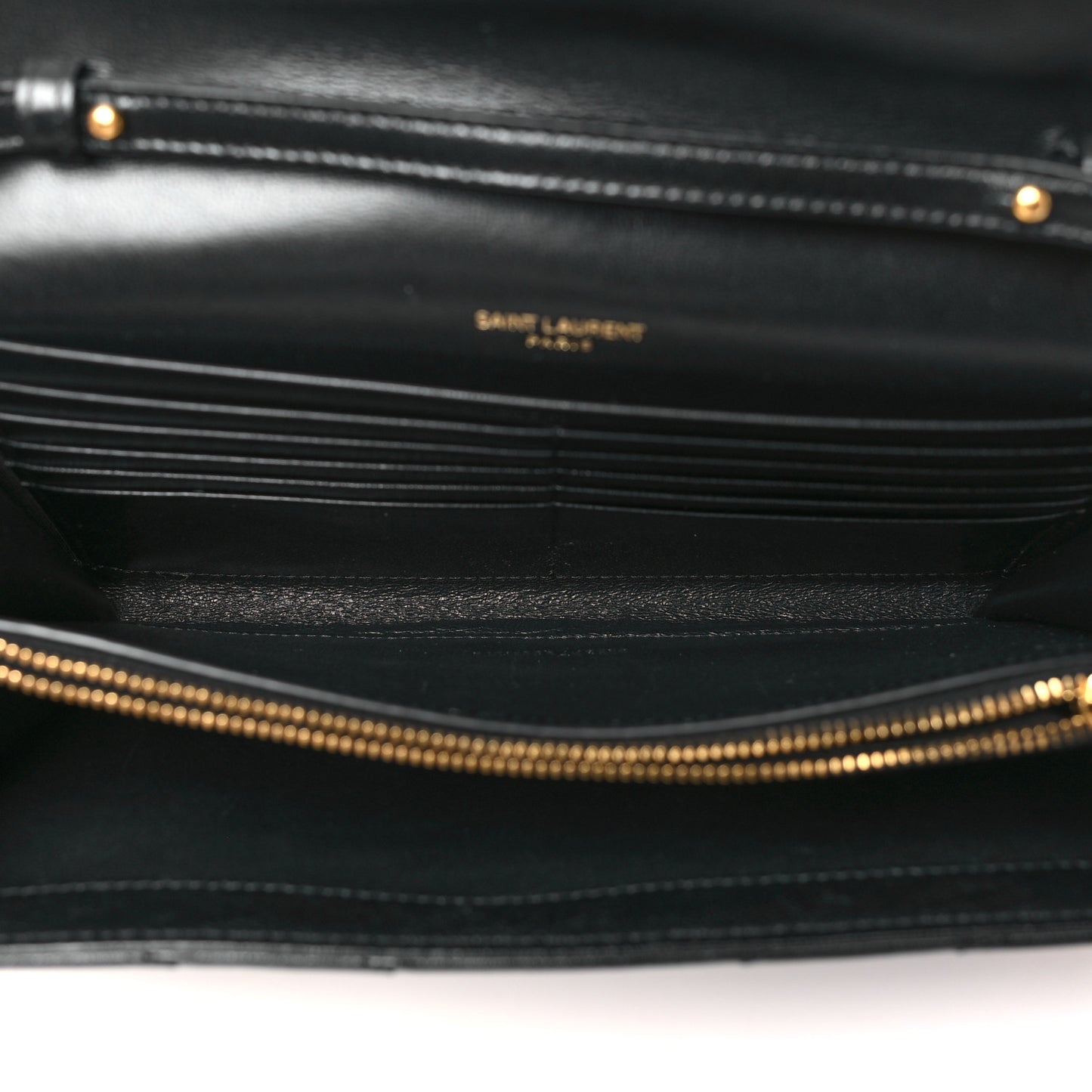 Grain De Poudre Matelasse Chevron Monogram Chain Wallet Black