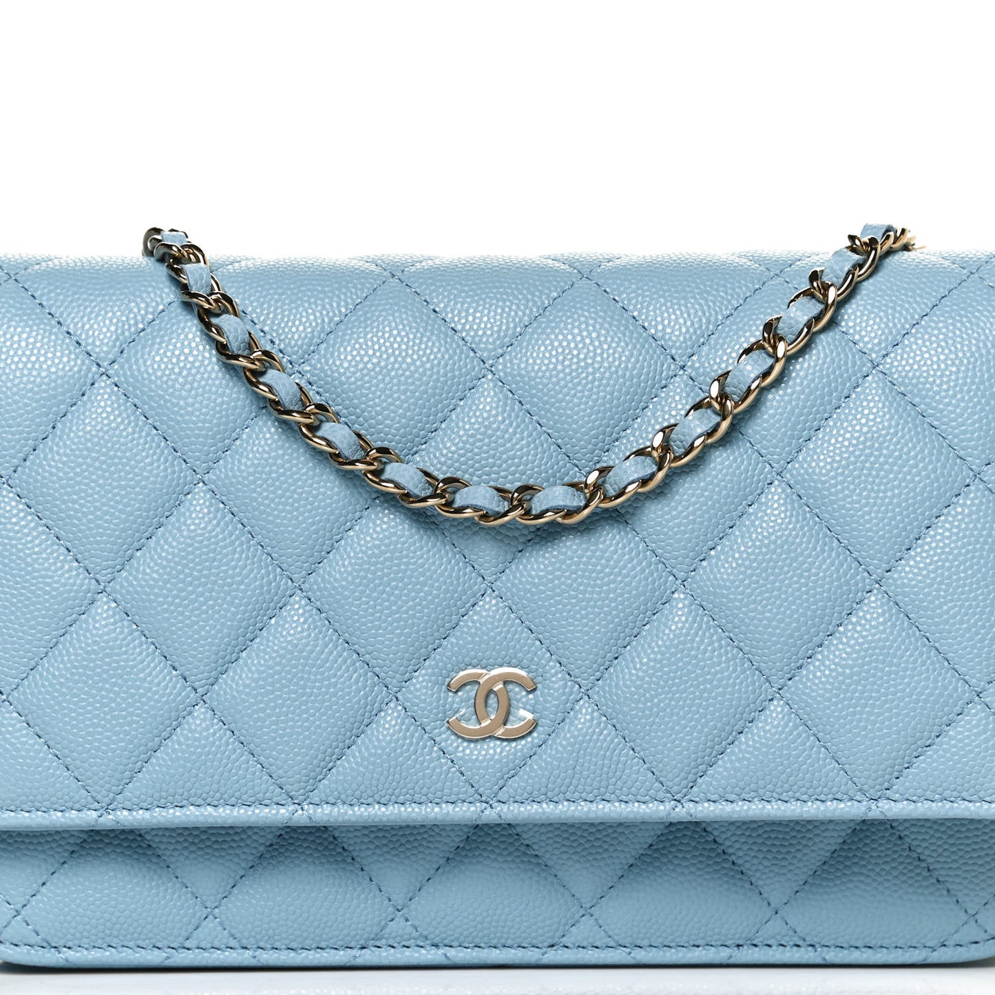 Caviar Quilted Wallet On Chain WOC Blue