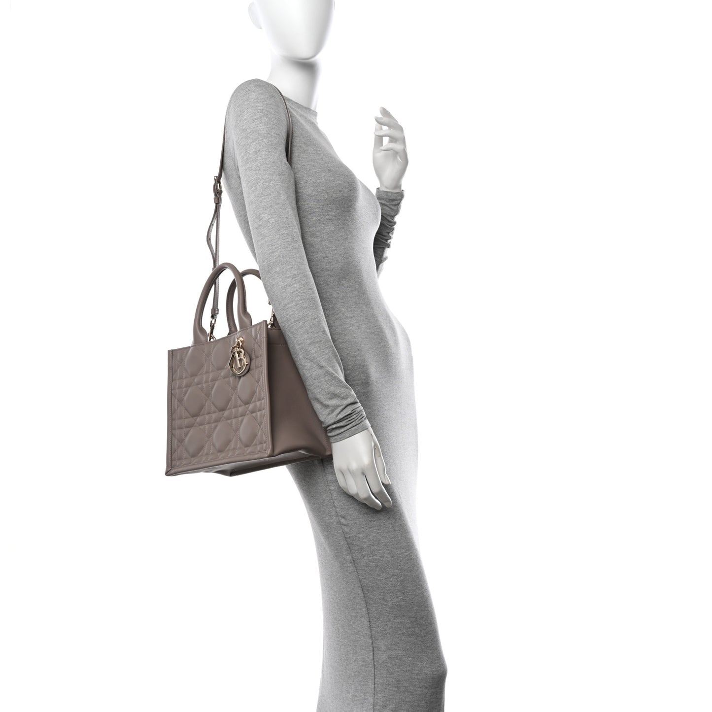 Calfskin Macrocannage Small Book Tote Taupe
