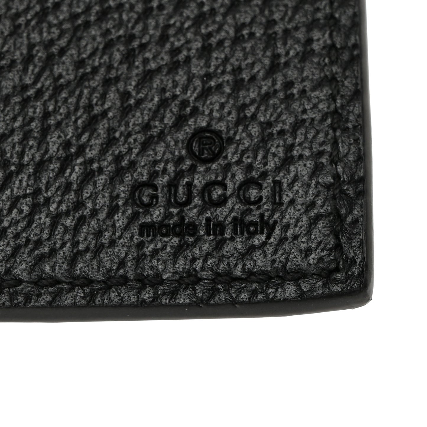Textured Dollar Calfskin Horsebit Card Holder Black