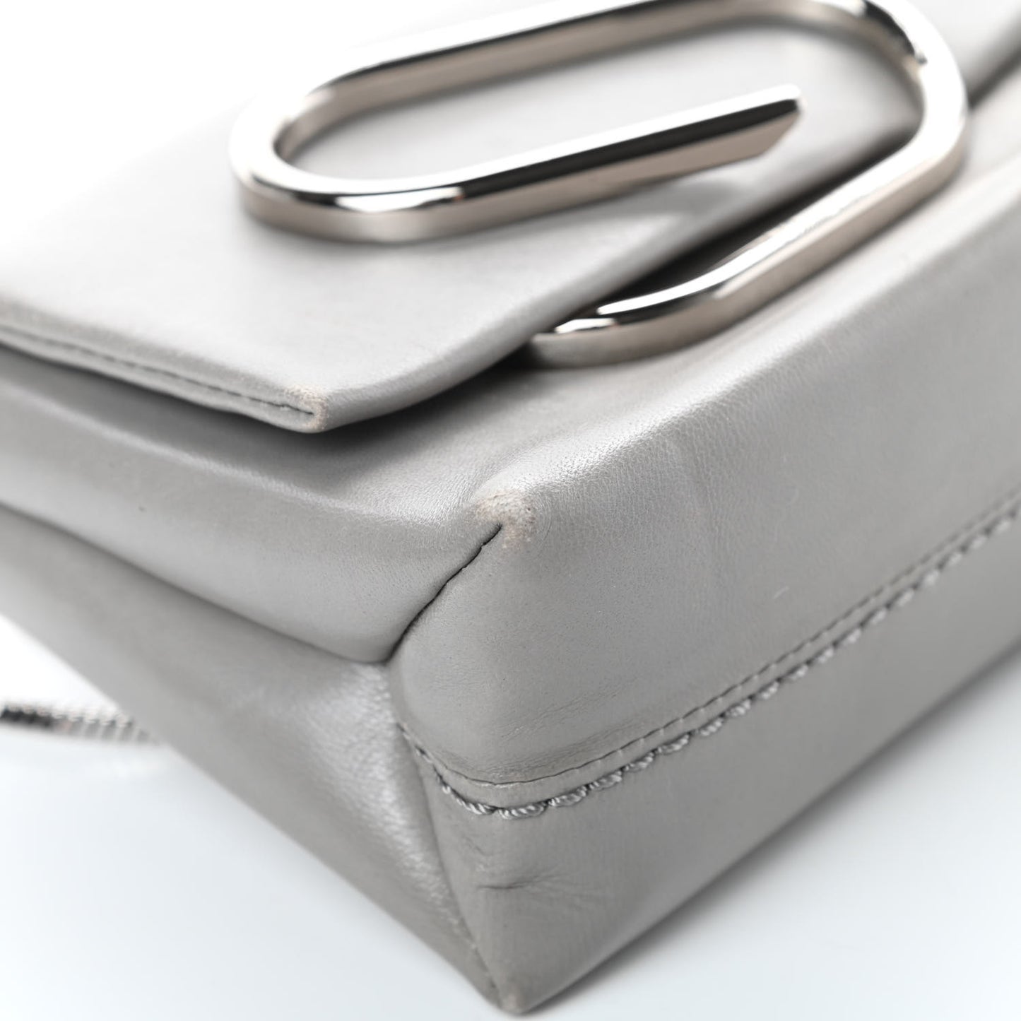 Calfskin Alix Soft Flap Clutch Grey