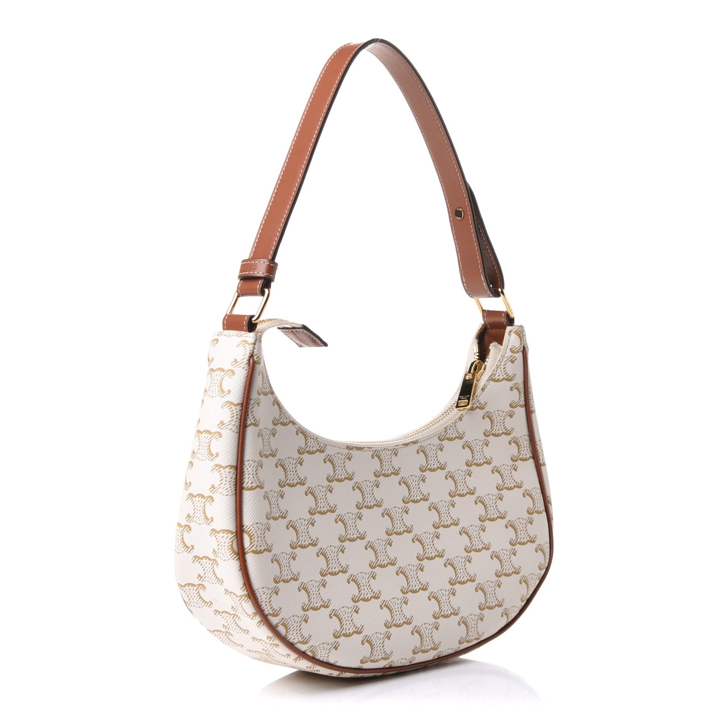 Canvas Calfskin Ava Triomphe Shoulder Bag White