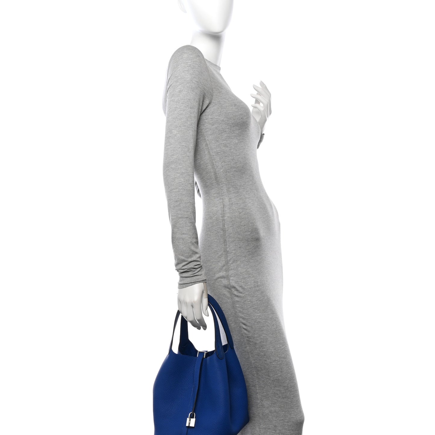 Taurillon Clemence Ostrich Touch Picotin Lock 22 Bleu Electrique