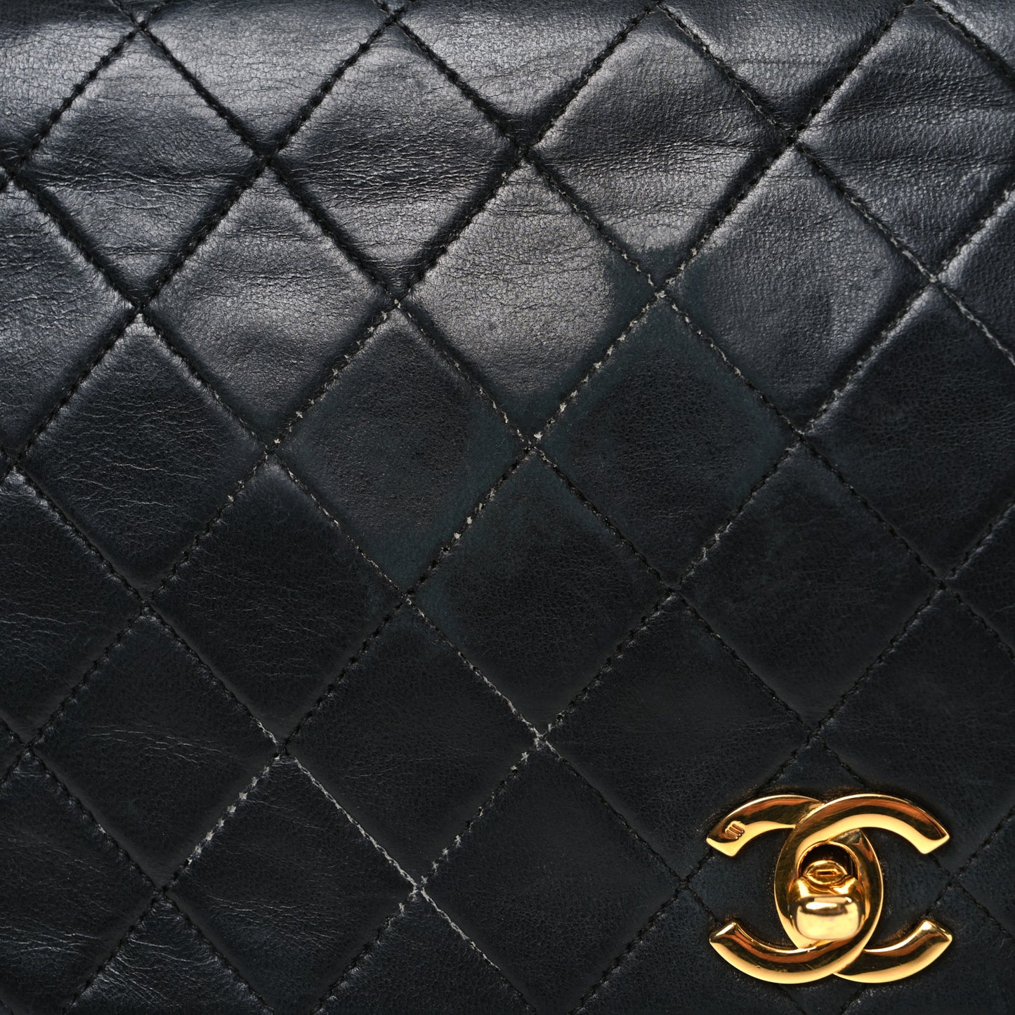 Lambskin Quilted Small Single Flap Black