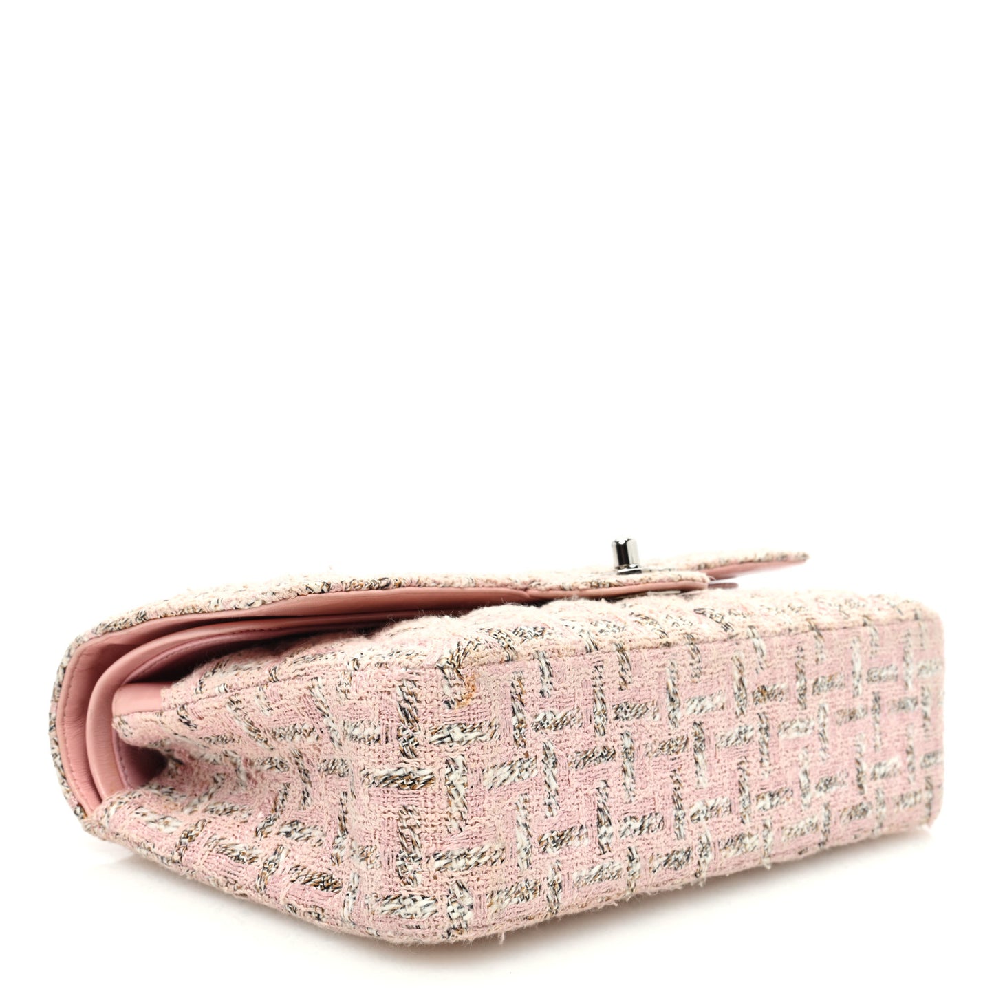 Tweed Quilted Medium Double Flap Light Pink