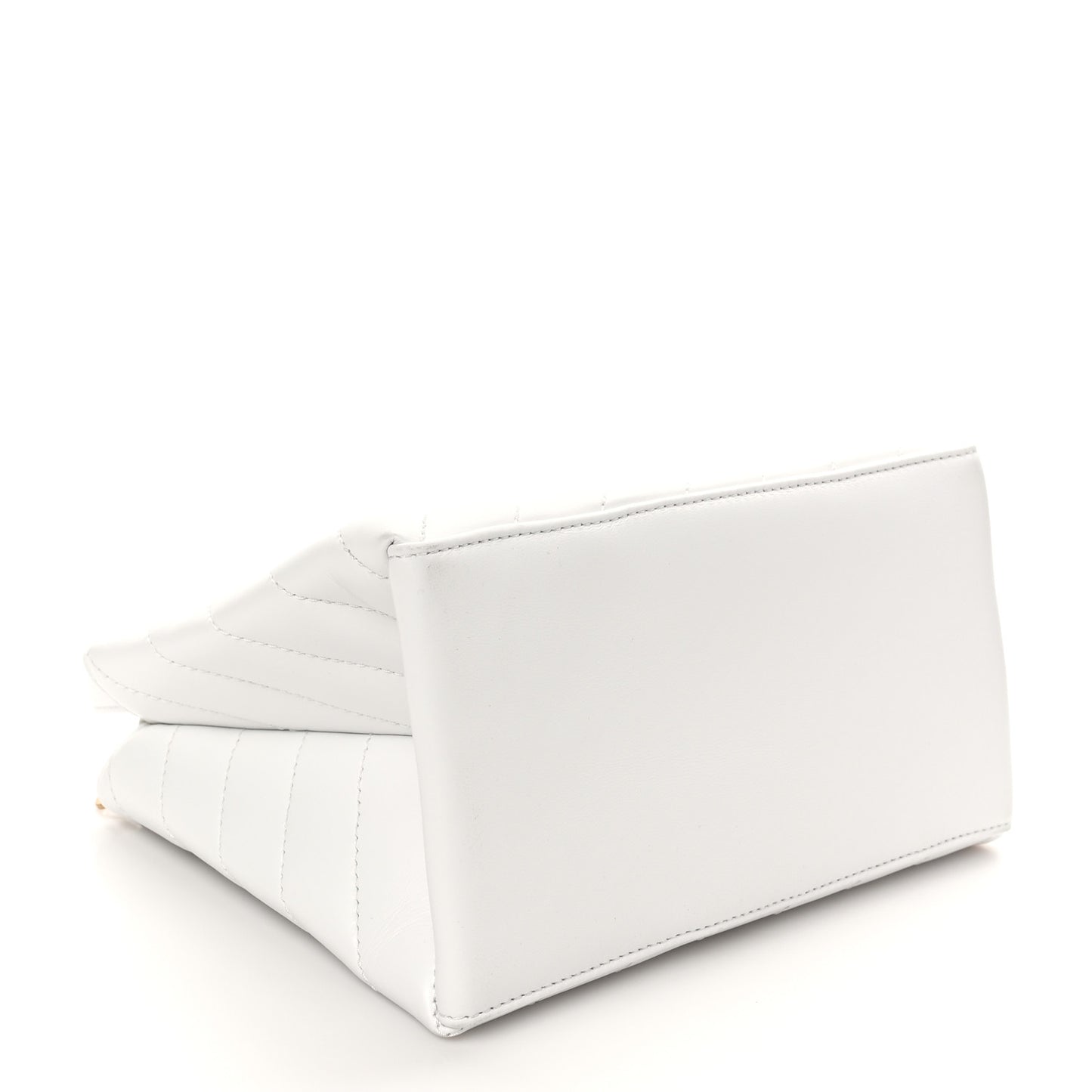 Calfskin Diagonal Quilted Jackhammer 25 Tote White